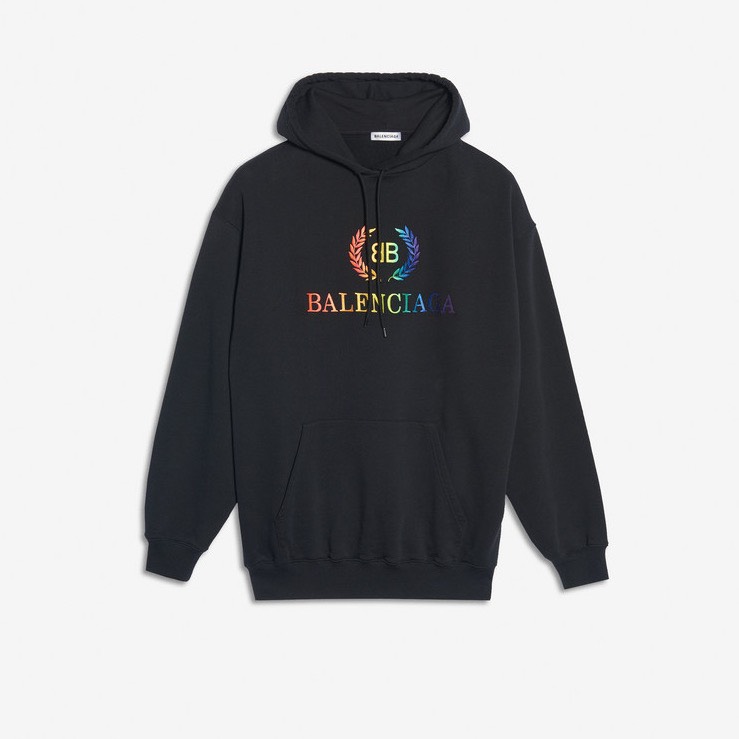 BALENCIAGA HOODIE - Áo khoác Blcg Rainbow Printed (Black) [Mirror Quality]