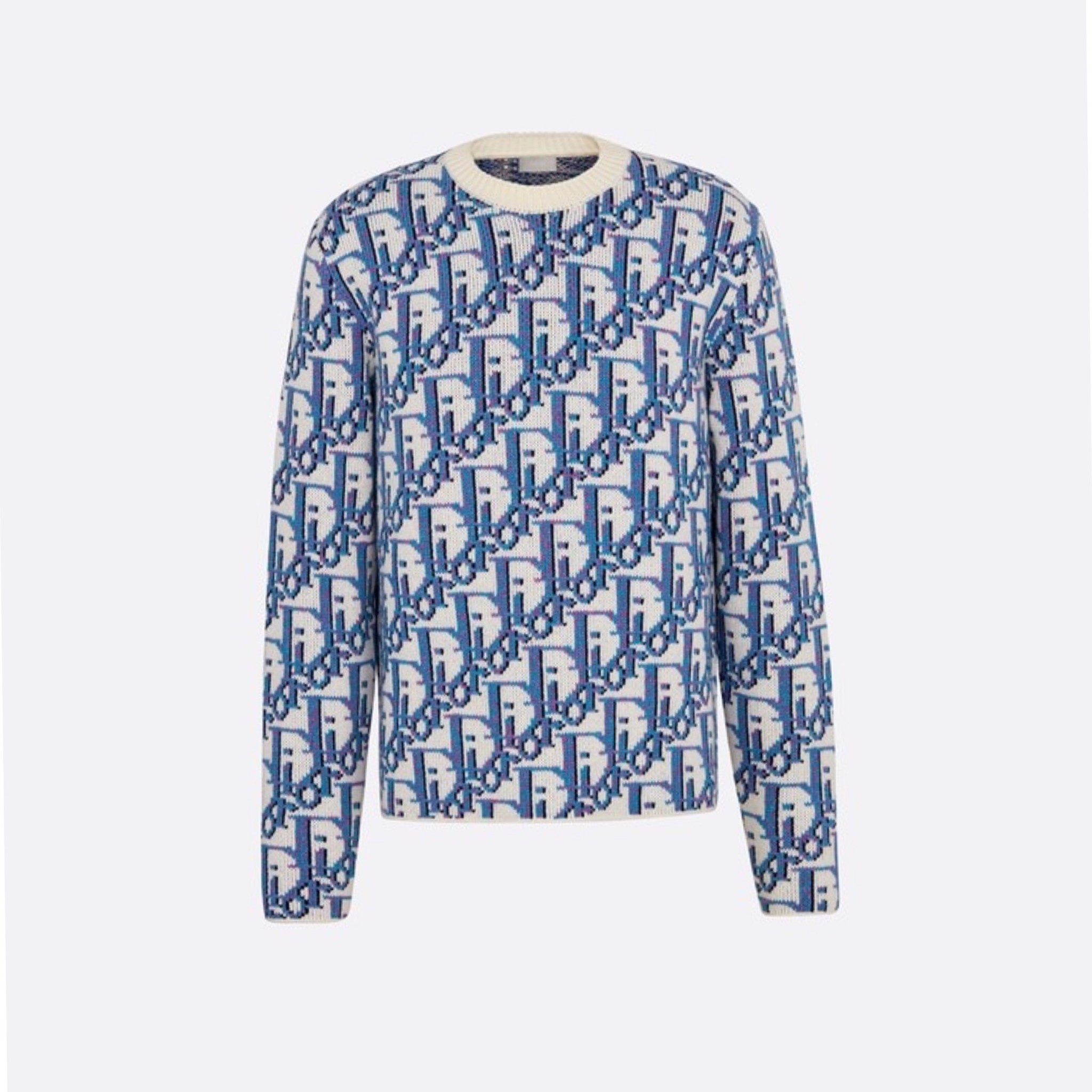 DIOR SWEATER - Áo Dài Tay Dior Oblique Motif (Cream) [Mirror Quality]