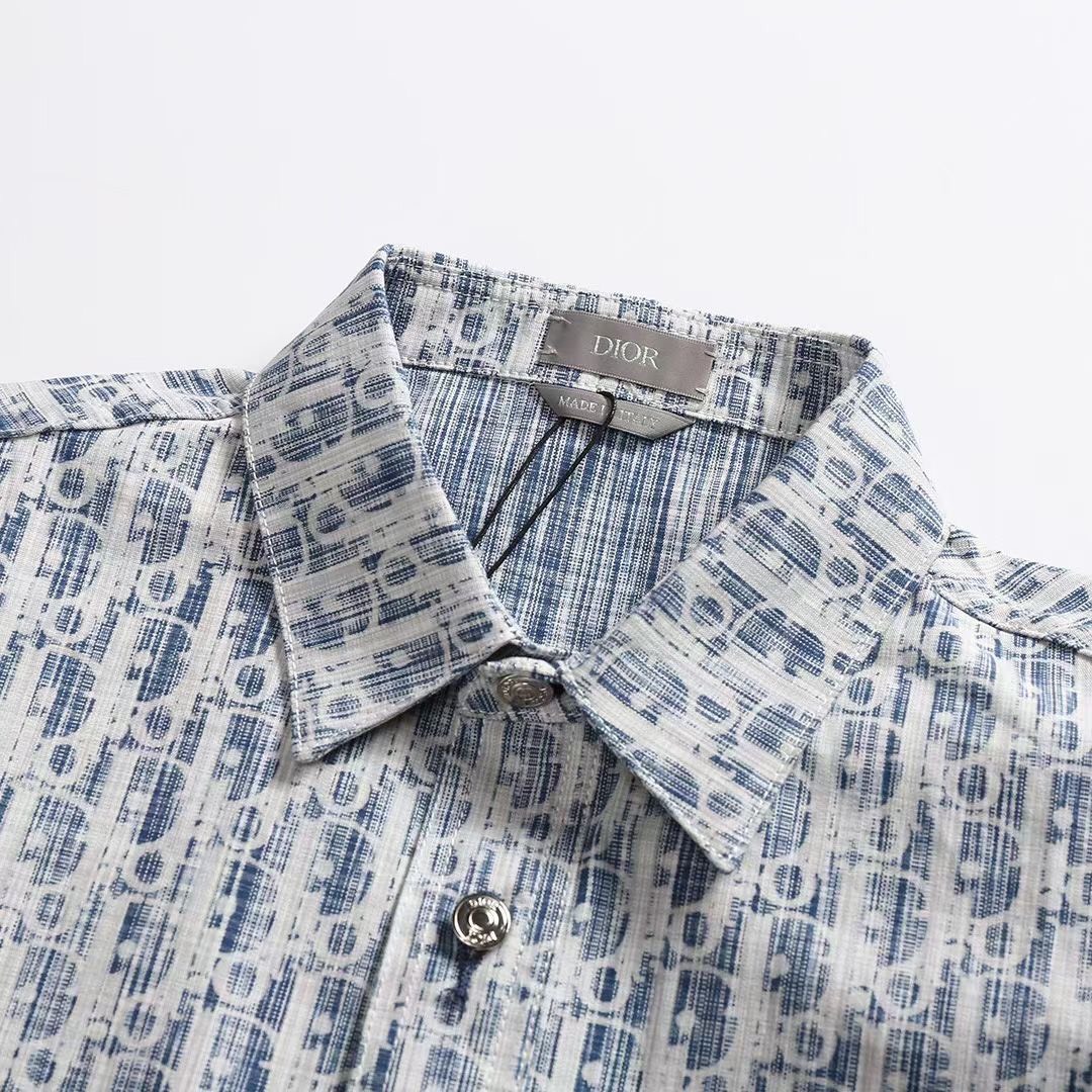 DIOR SHIRT- Áo Sơmi Dior Oblique Over (Blue Denim) [Mirror Quality]