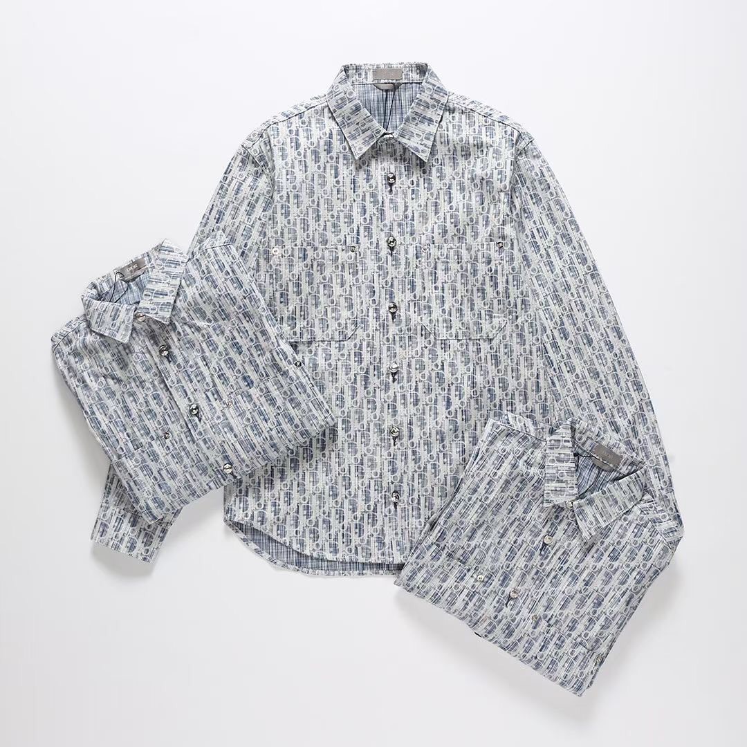 DIOR SHIRT- Áo Sơmi Dior Oblique Over (Blue Denim) [Mirror Quality]