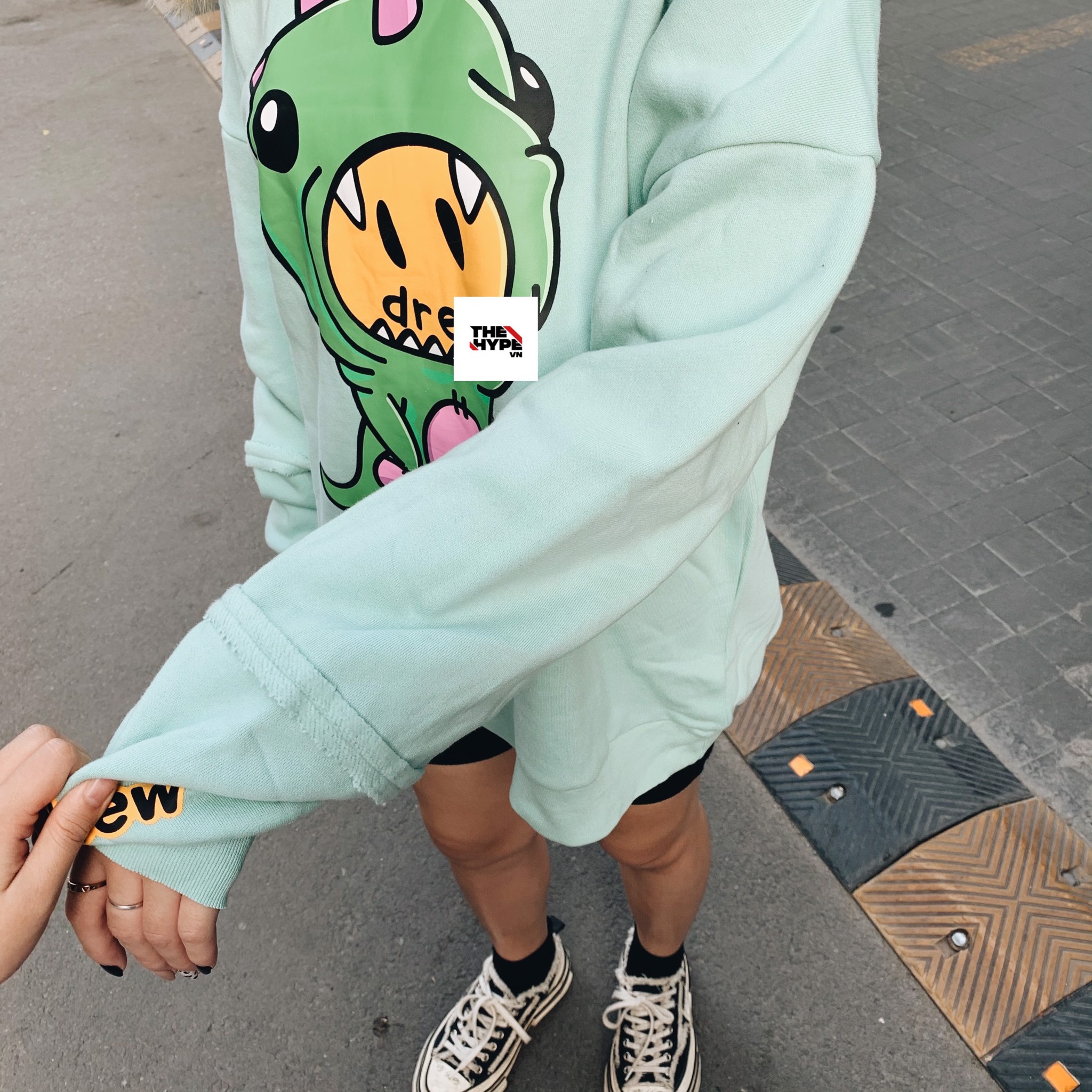 DREW SWEATER - Áo Tay Dài Drew Cartoon Dinosaur (Mint) [Mirror Quality]