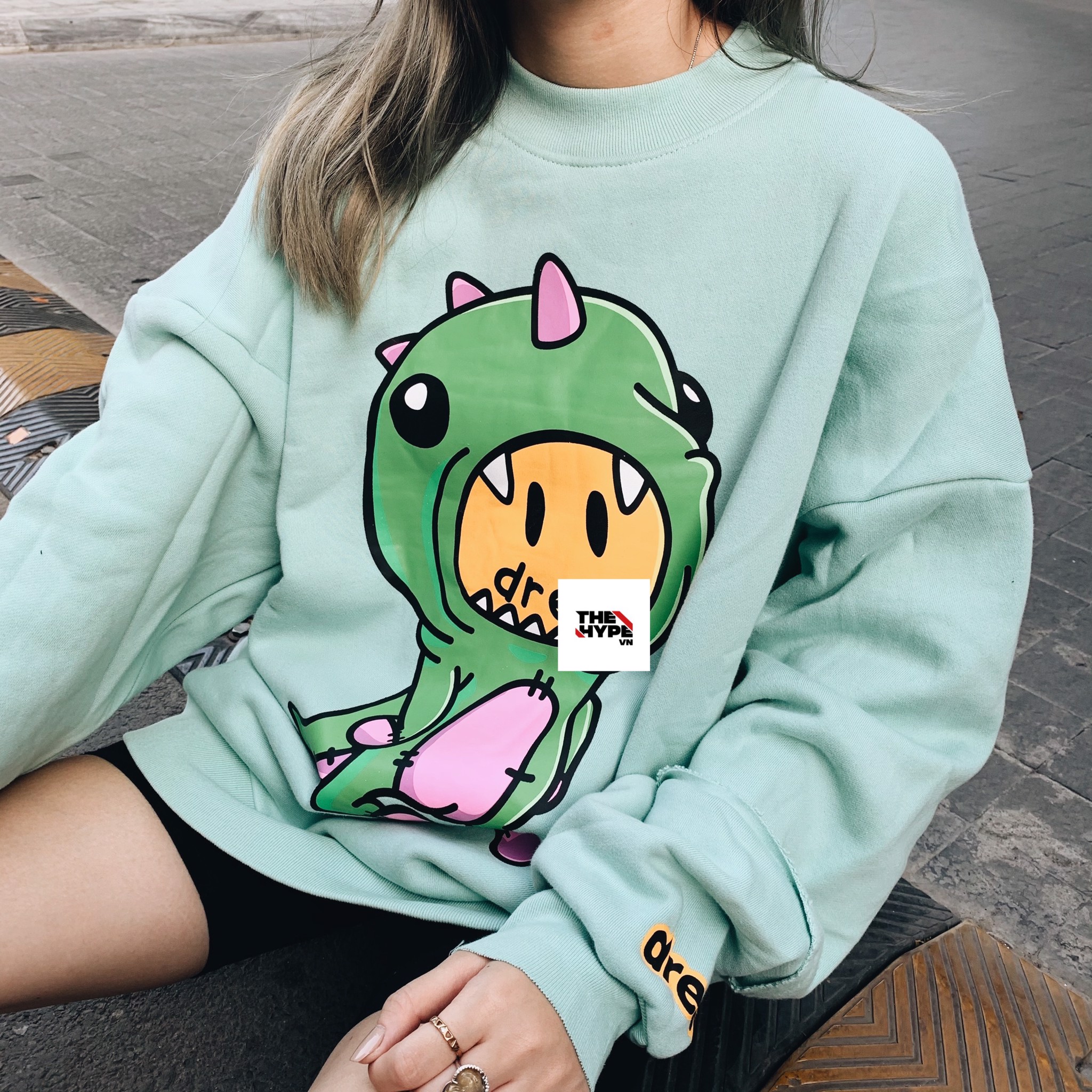 DREW SWEATER - Áo Tay Dài Drew Cartoon Dinosaur (Mint) [Mirror Quality]