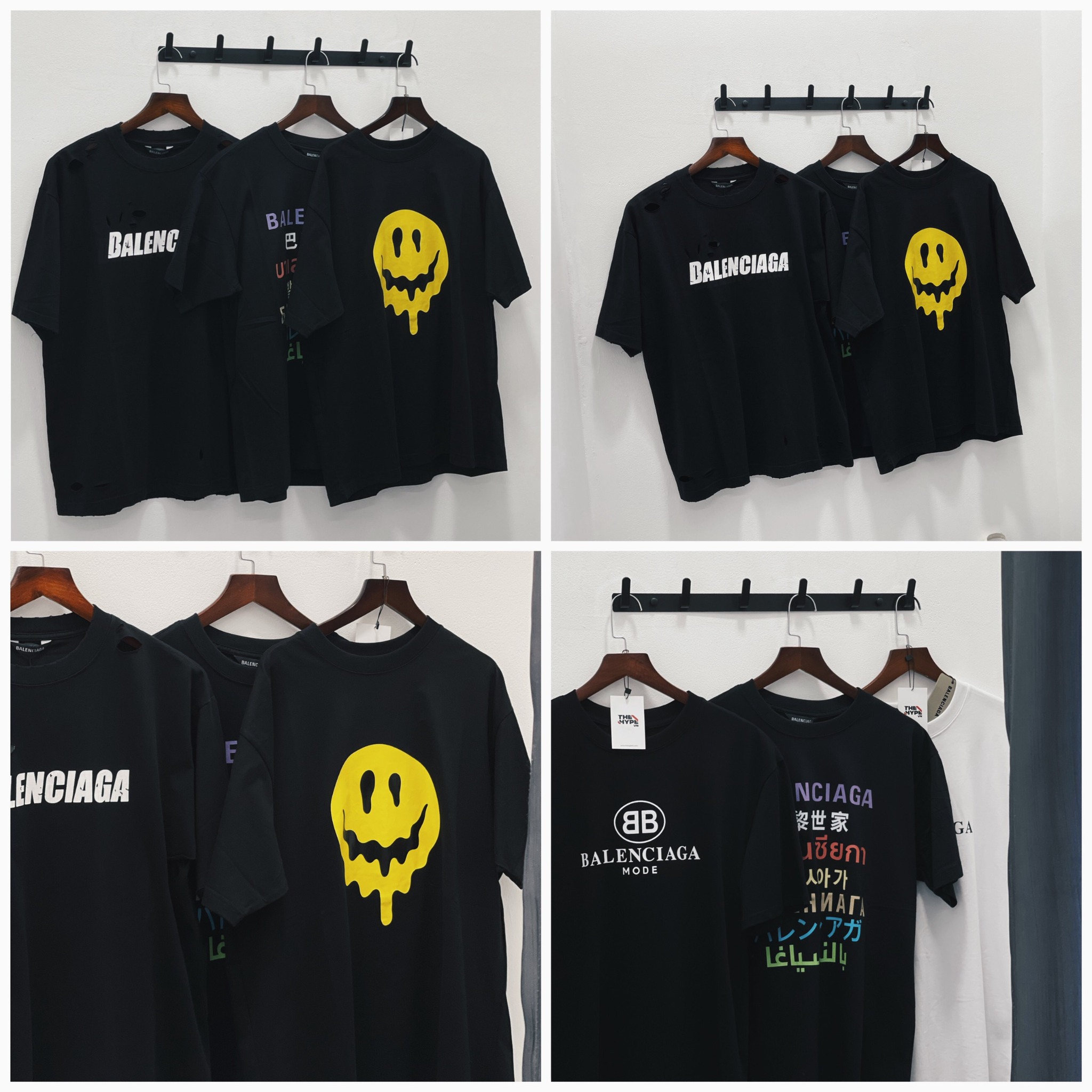 BALENCIAGA TEE - Áo Blcg Drip Peace (Black) [Mirror Quality]
