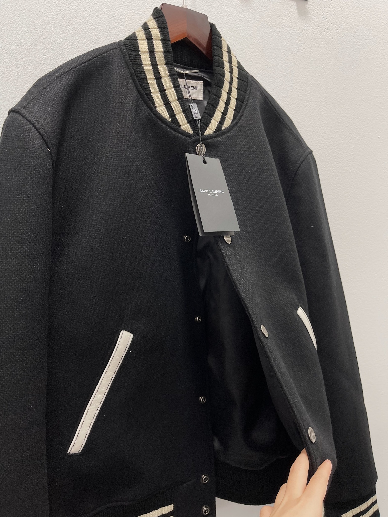 SAINT LAURENT TEDDY JACKET - Áo khoác SLP Teddy College 2020 (black) [Mirror Quality]