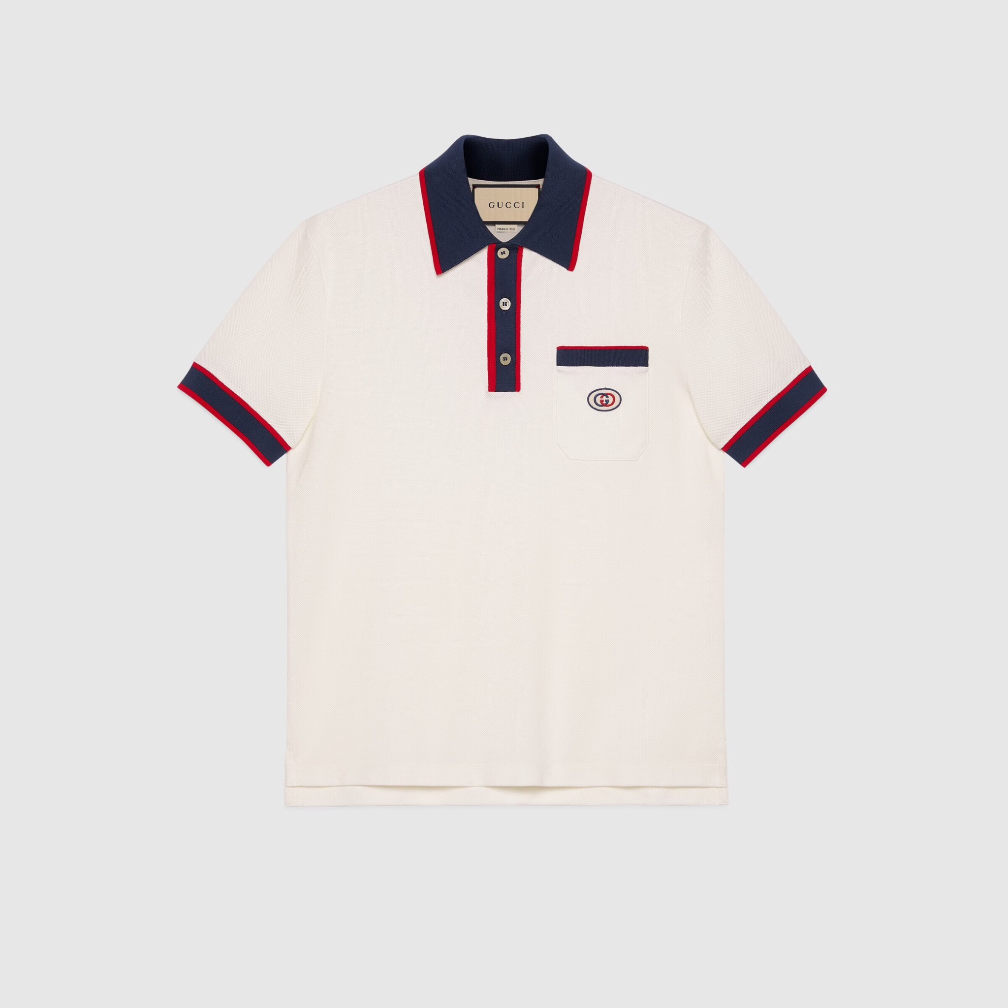 GUCCI POLO - Áo Có Cổ Interlocking G piquet Logo (Cream) [Mirror Quality]
