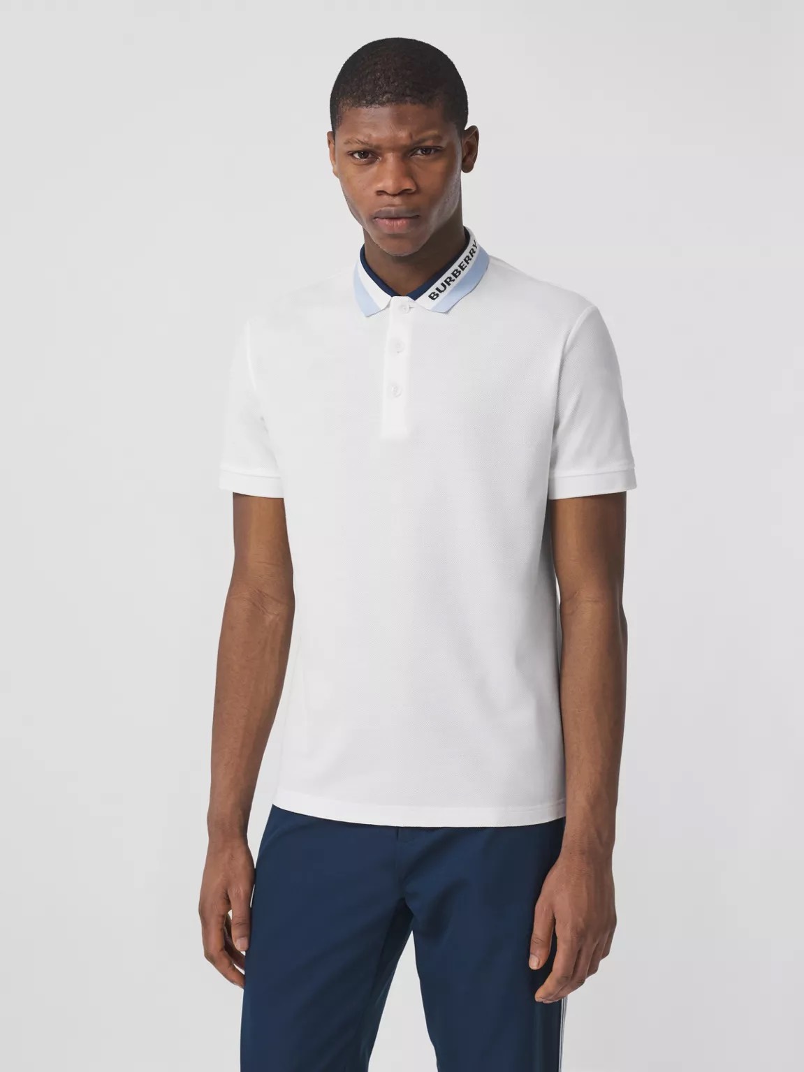 BURBERRY POLO - Áo Có Cổ BBR Logo Detail Pique (White) [Mirror quality]