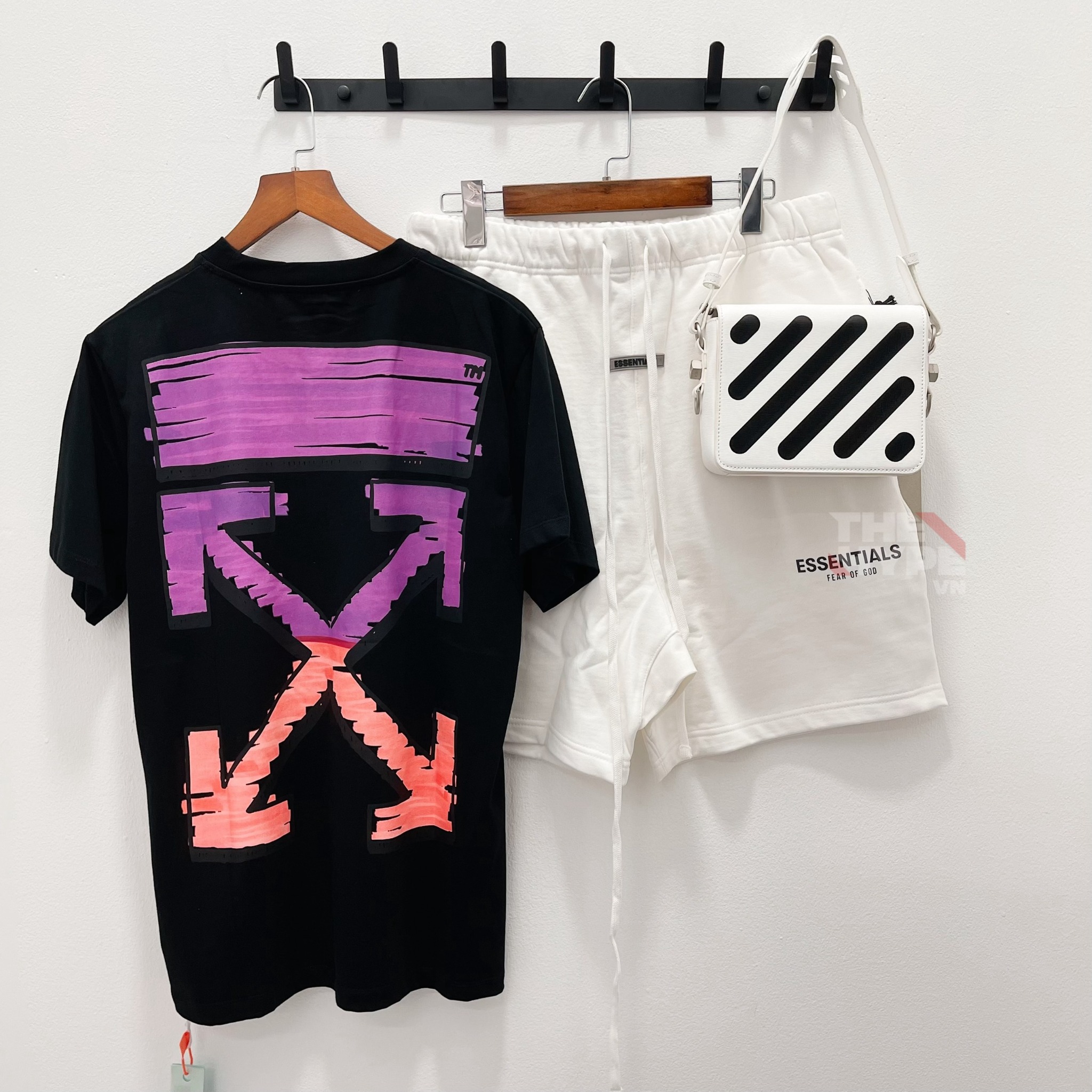 OFF-WHITE TEE - Áo thun Off white fuchsia marker (Black) [ Mirror Quaility ]