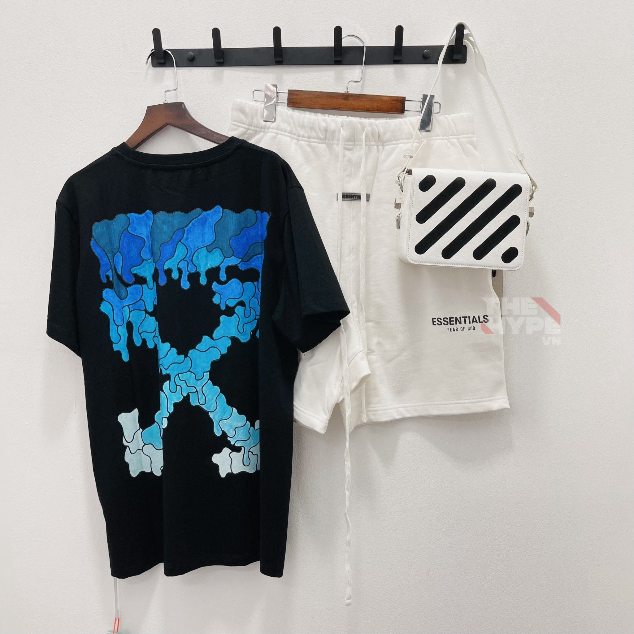 OFF-WHITE TEE - Áo thun Off white fuchsia Blue marker (Black) [ Mirror Quaility ]