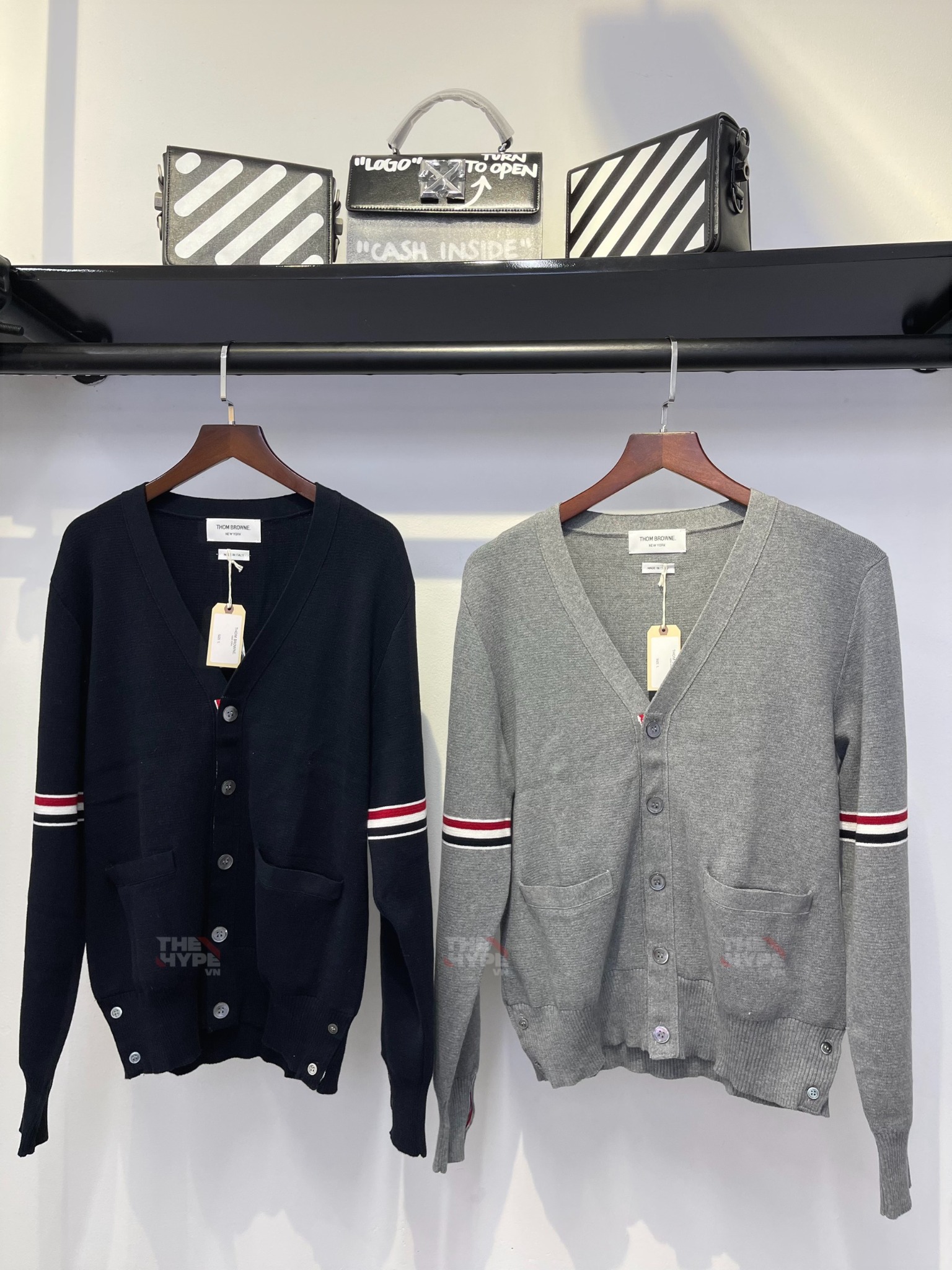THOM BROWNE CARDIGAN - Áo khoác TB Milano Stitch Stripe Armband (Navy) [Mirror quality]