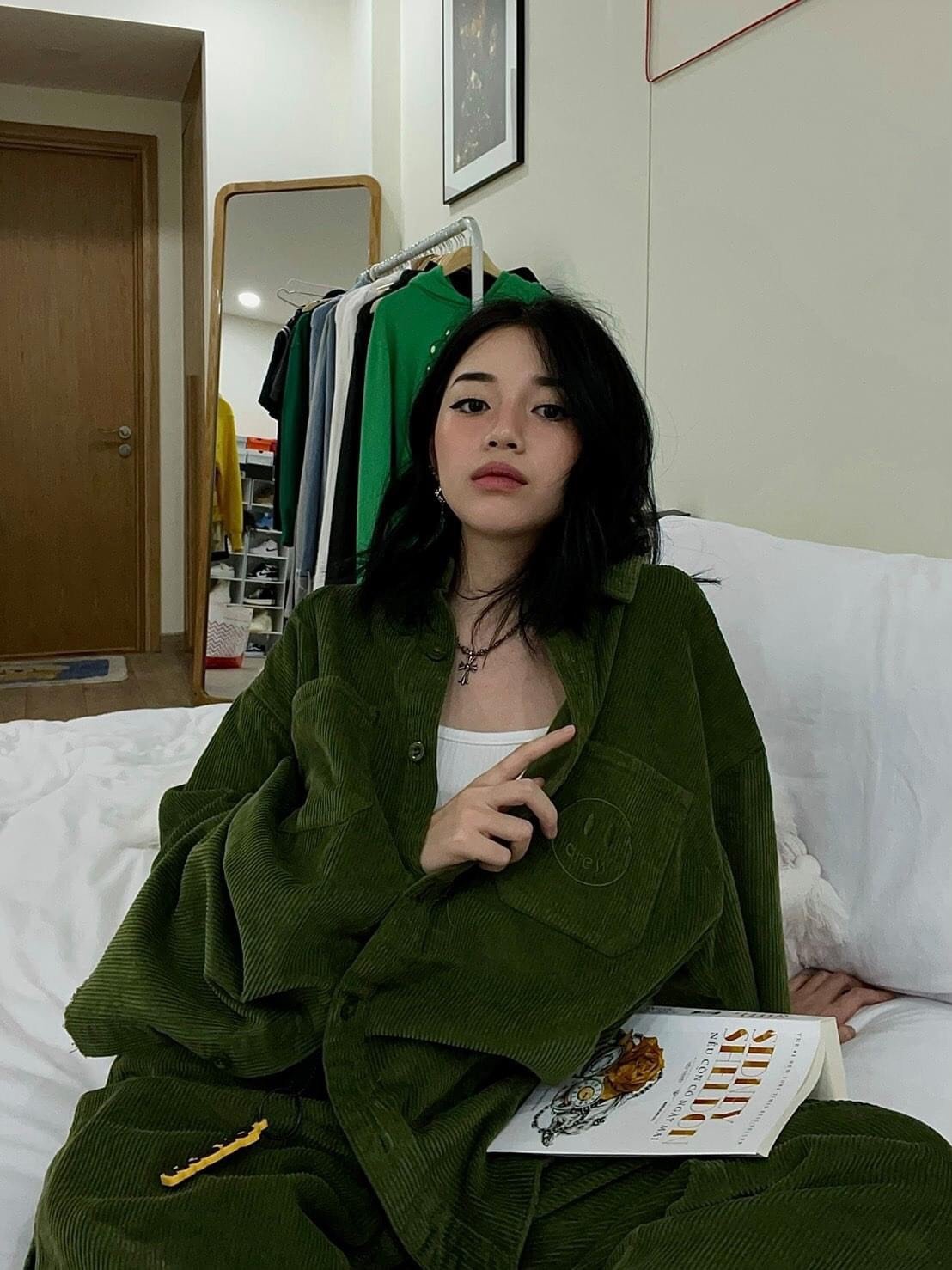 DREW SHIRT - Áo Sơ Mi Drew House Coduroy (Green) [Mirror Quality]