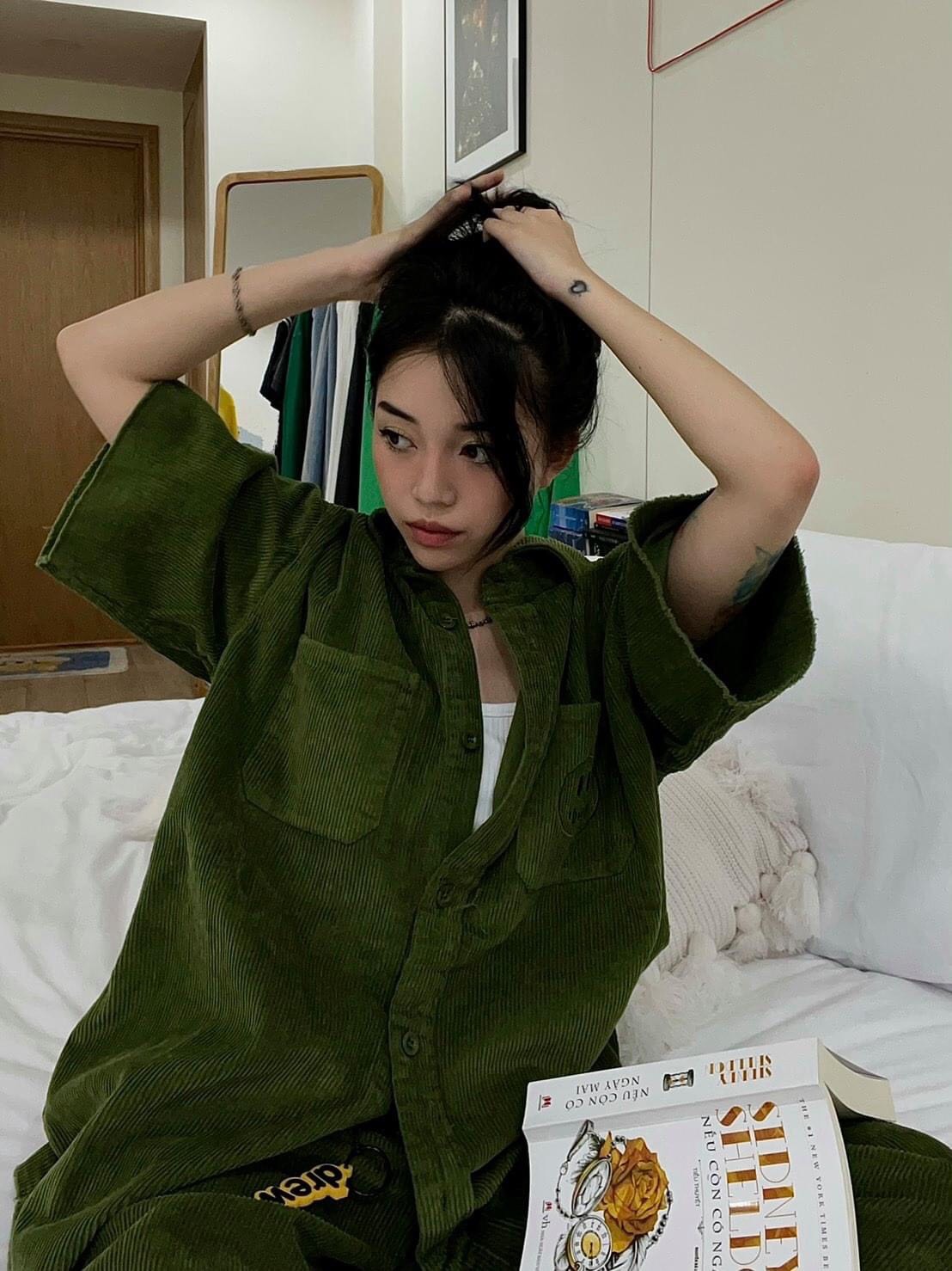 DREW SHIRT - Áo Sơ Mi Drew House Coduroy (Green) [Mirror Quality]