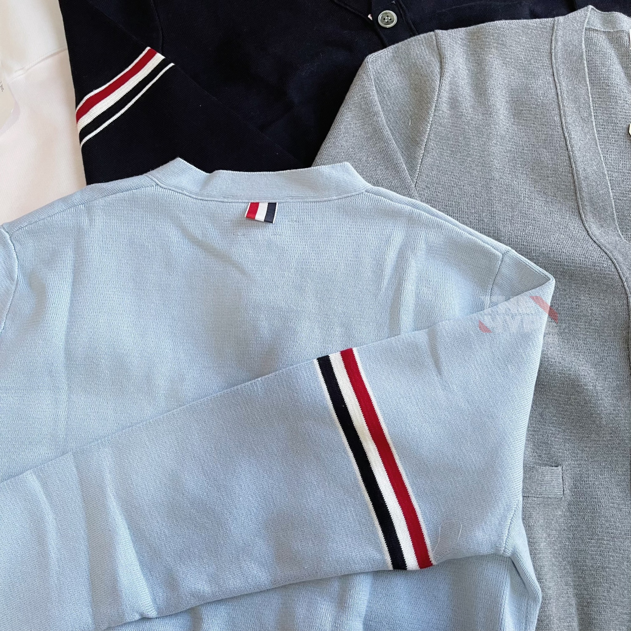 THOM BROWNE CARDIGAN - Áo khoác TB Milano Stitch Stripe Armband (Baby Blue) [Mirror quality]