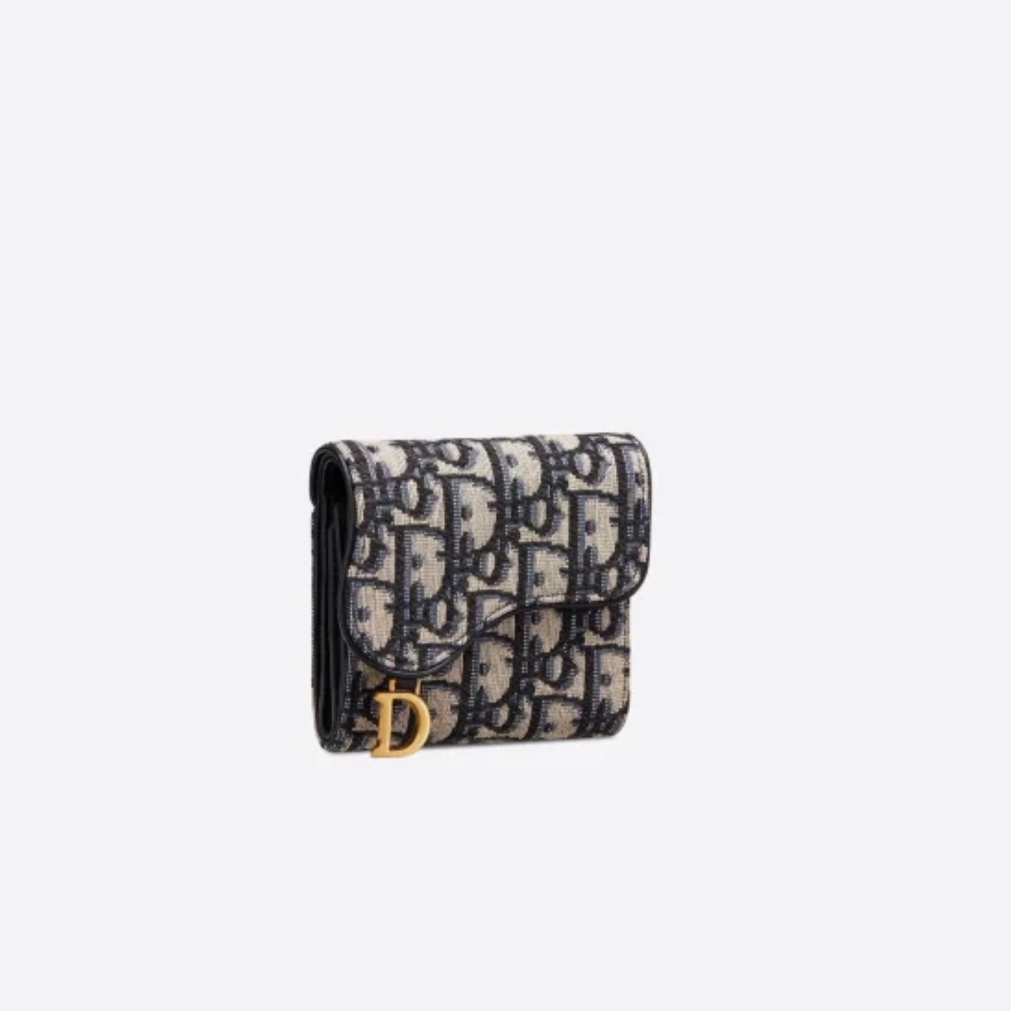 DIOR WALLET - Ví Dior Saddle Lotus Oblique Jacquard (Blue) [Mirror Quality]