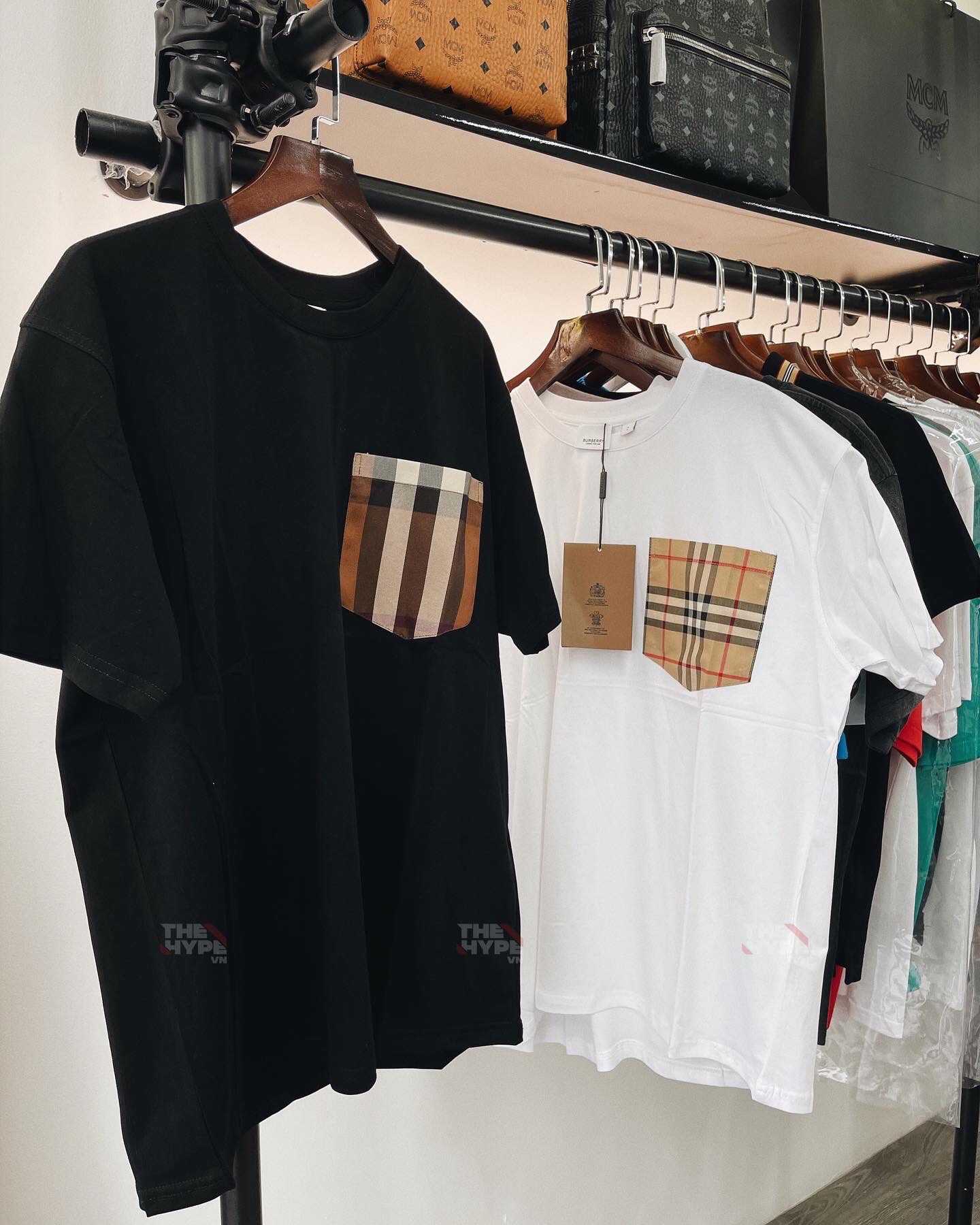 BURBERRY TEE - Áo BBR Pocket Check (White) [Mirror Quality]
