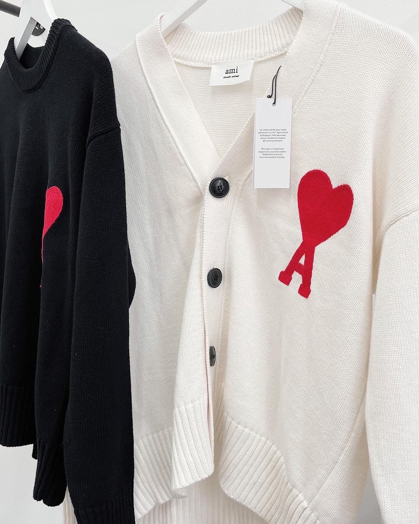 ÁO CARDIGAN AMI PARIS BIG HEART LOGO WOOL (WHITE)