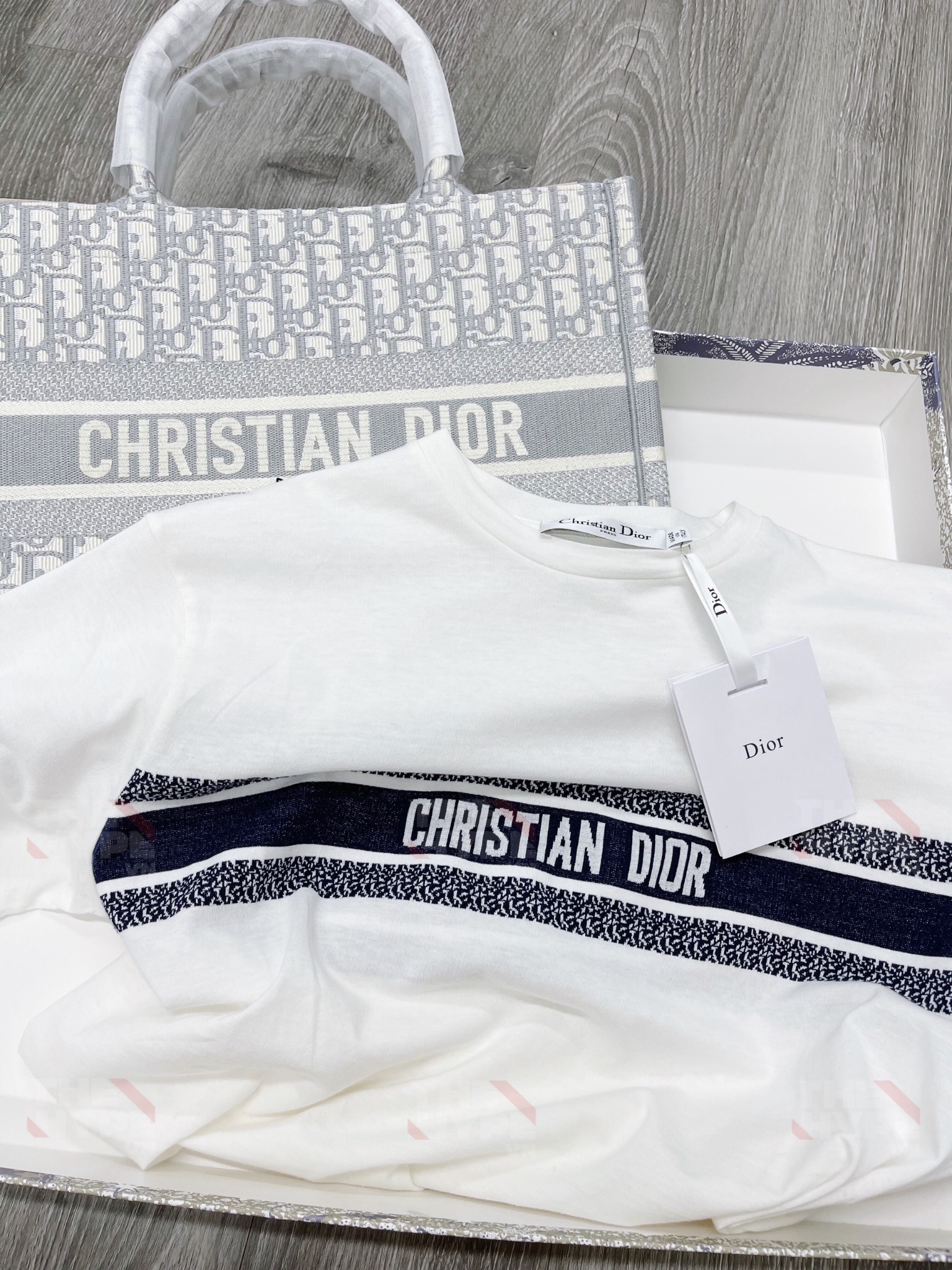 DIOR TEE - Áo Dior Blue Cotton Jersey (White) [Mirror Quality]
