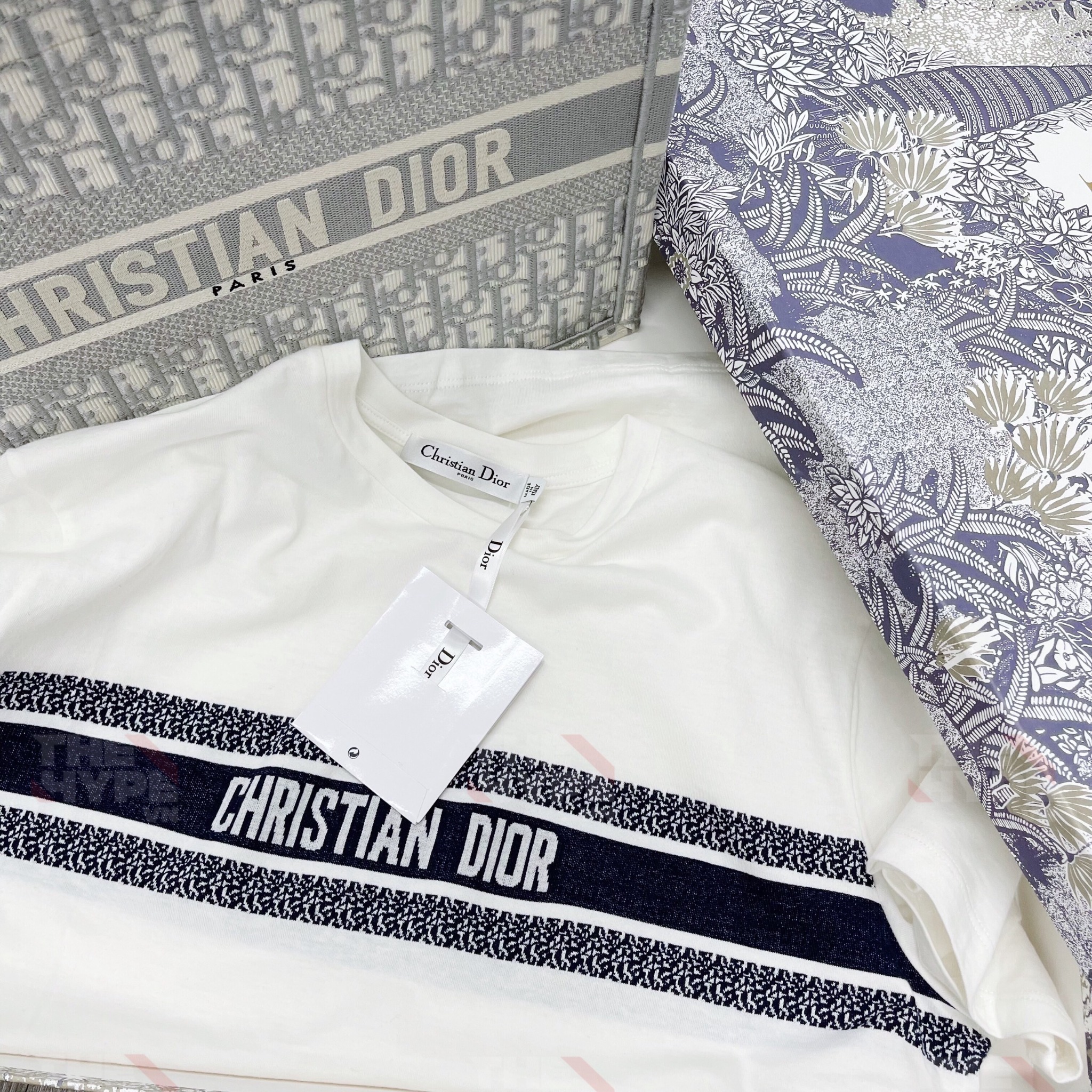 DIOR TEE - Áo Dior Blue Cotton Jersey (White) [Mirror Quality]