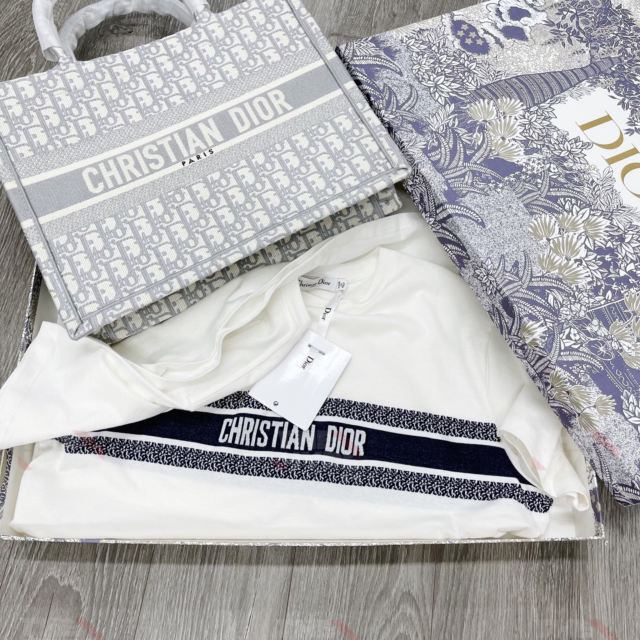 DIOR TEE - Áo Dior Blue Cotton Jersey (White) [Mirror Quality]