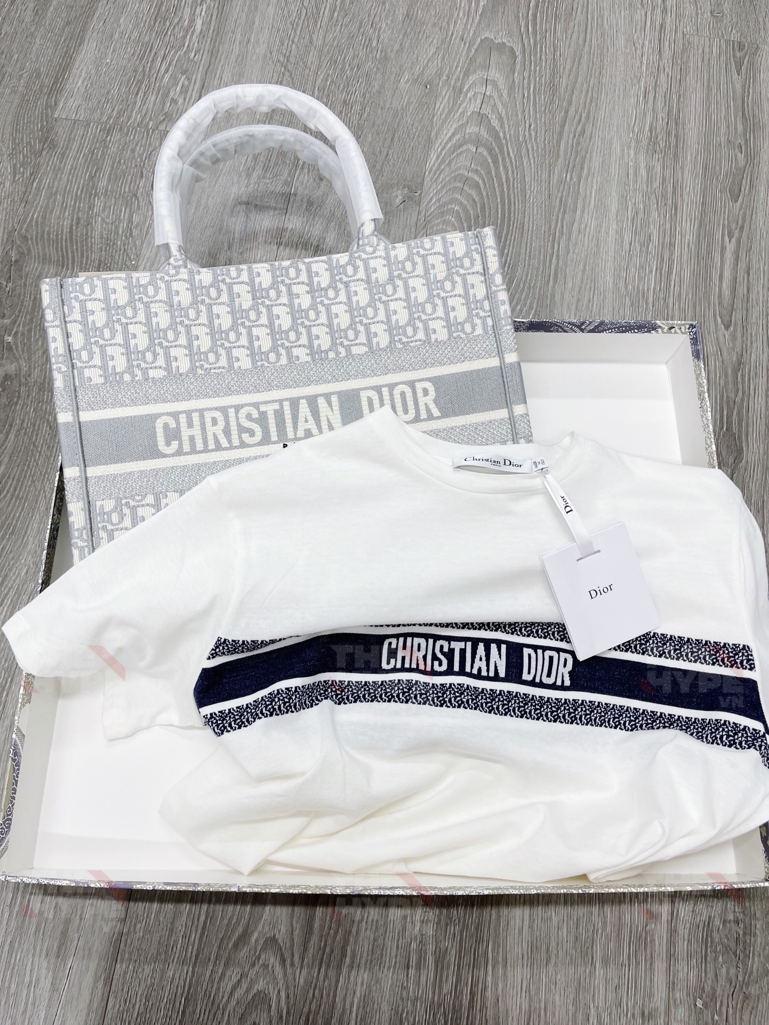 DIOR TEE - Áo Dior Blue Cotton Jersey (White) [Mirror Quality]