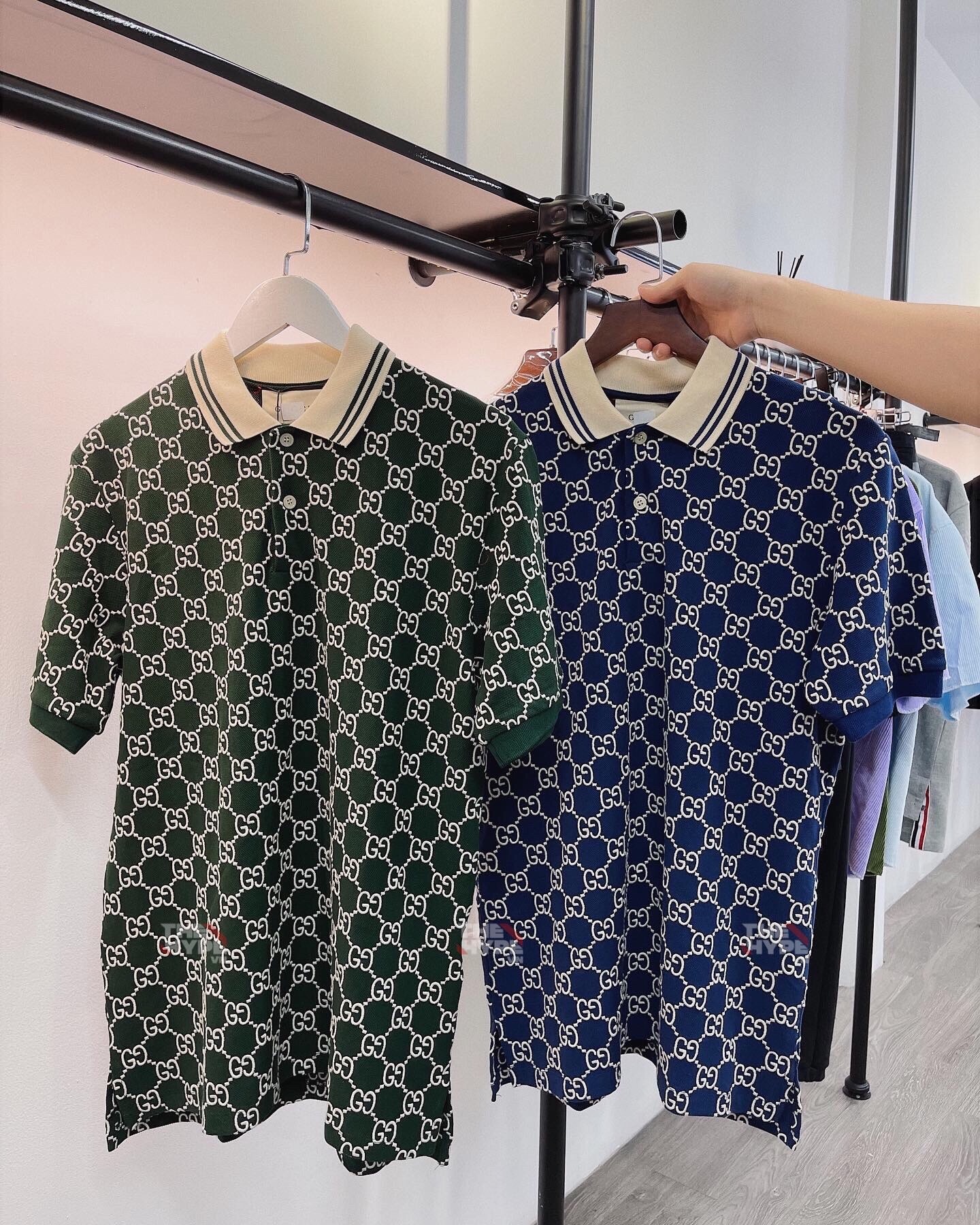 GUCCI POLO - Áo Có Cổ Gucci GG Stretch Cotton (Dark Blue) [Mirror Quality]