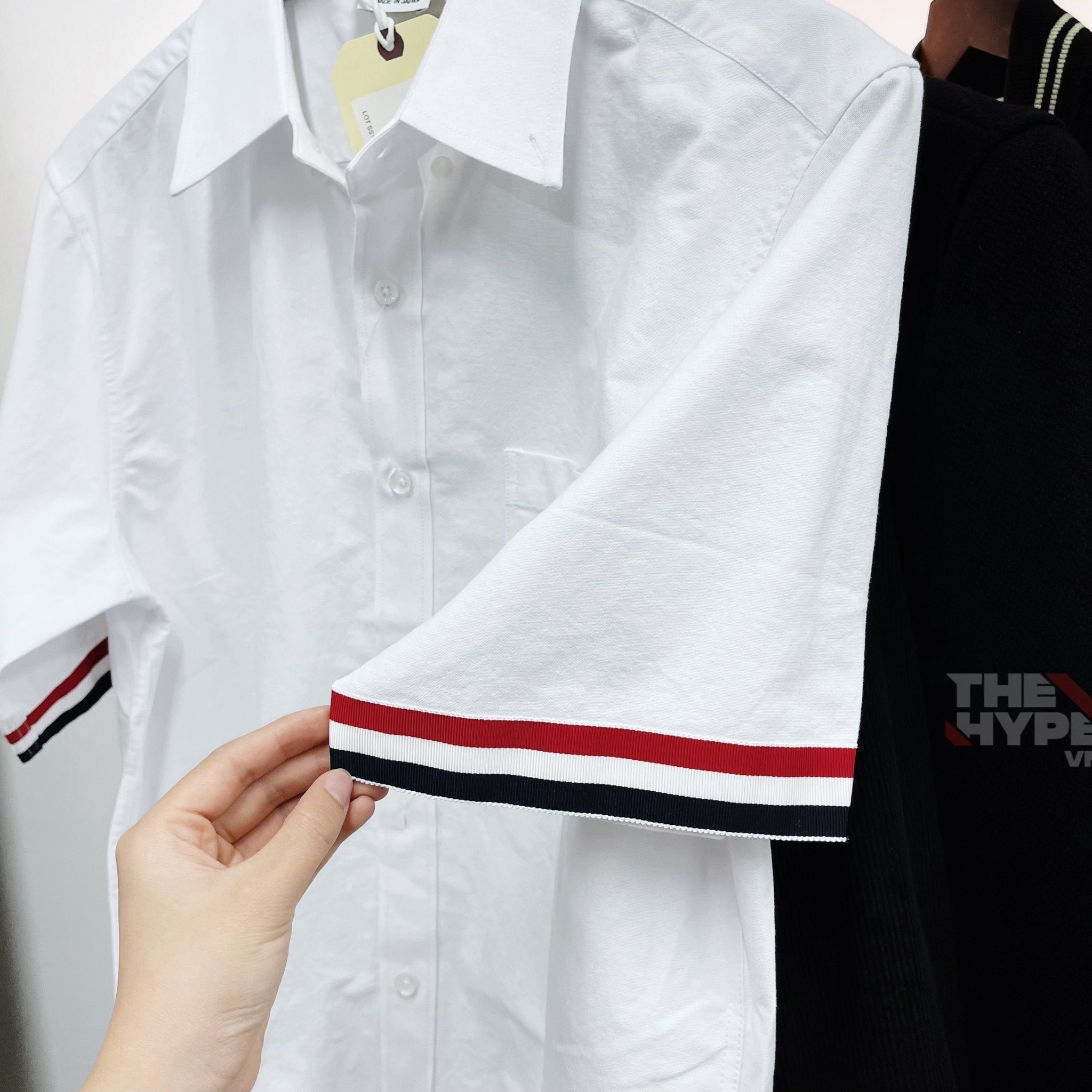 THOM BROWNE SHIRT - Áo sơ mi Thom Browne Grosgrain Oxford (Sọc tay ngắn) [Mirror Quality]