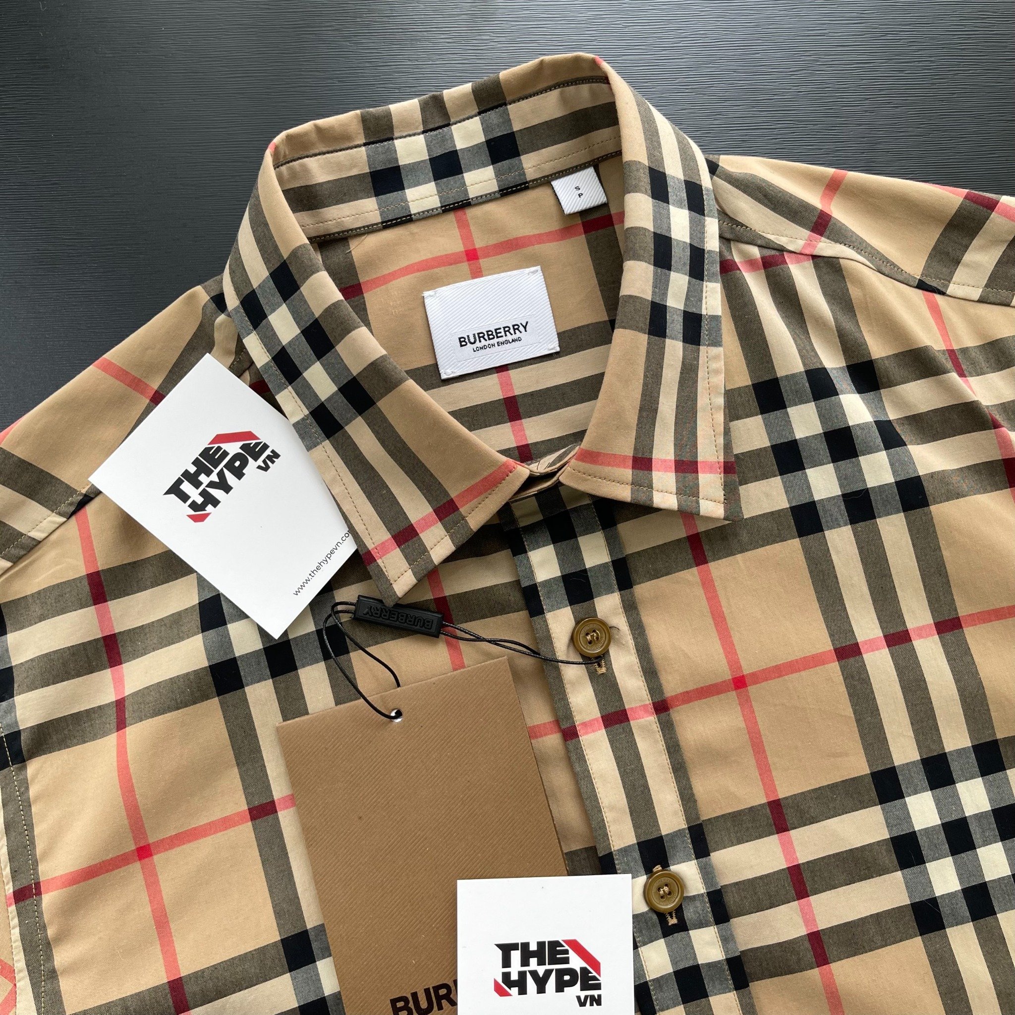 BURBERRY SHIRT - Áo Sơ mi tay ngắn BBR Beige Jameson [Mirror Quality]