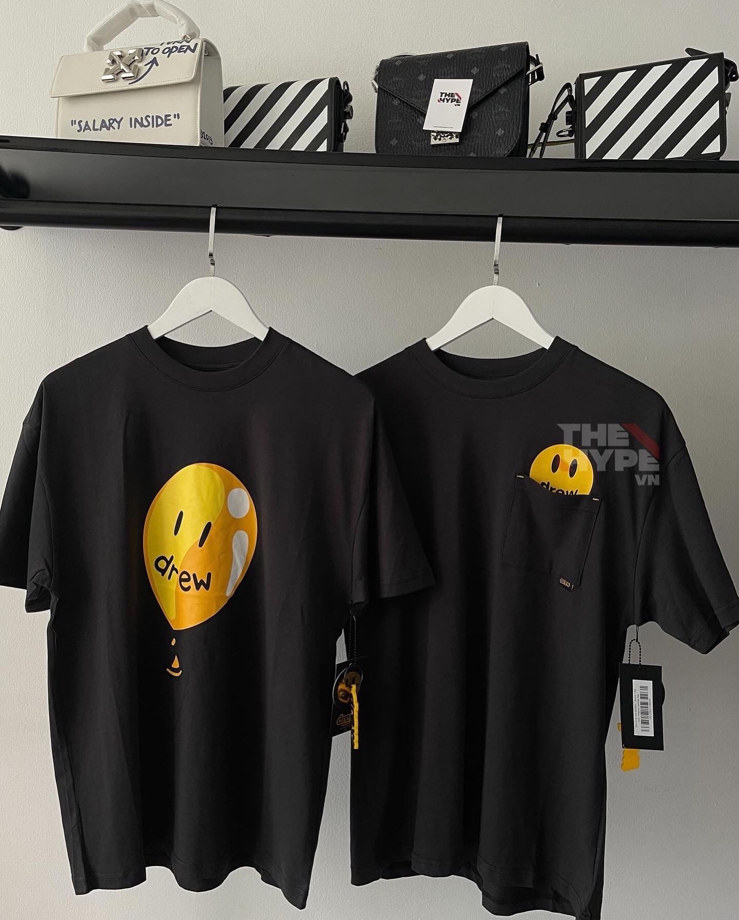 DREW TEE - Áo thun Drew Mini Mascot Pocket (Black) [Mirror Quality]