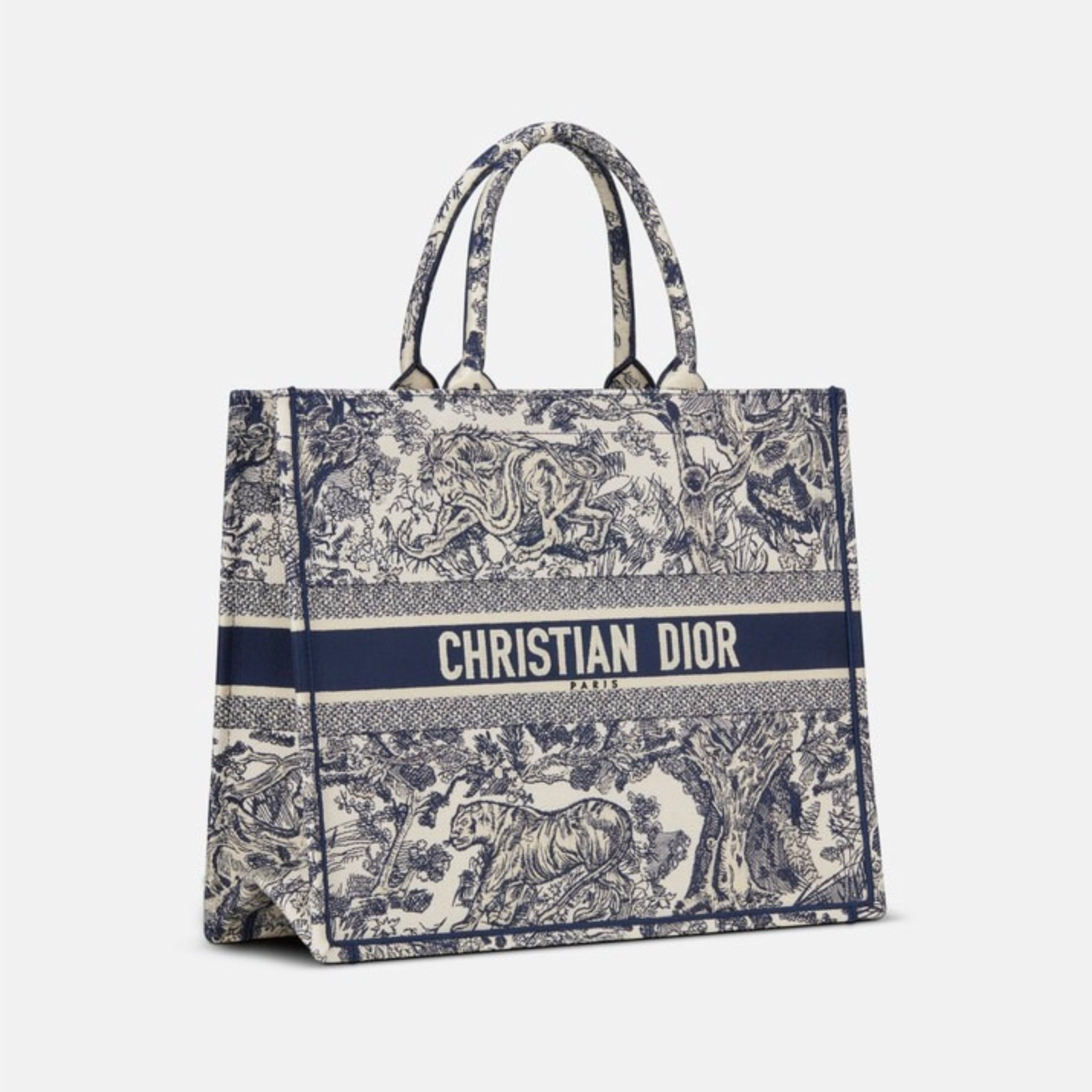 DIOR BAG - Túi Dior Blue Toile de Jouy Embroidery Book Tote (Large) [Mirror Quality]