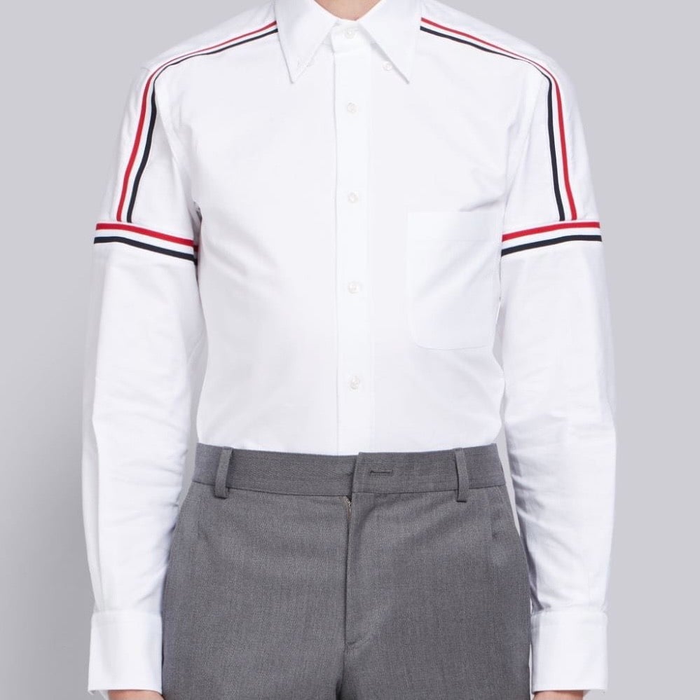 THOM BROWNE SHIRT - Áo sơ mi Thom Brow.ne Elastic Seam White (Sọc Vai) [Mirror Quality]