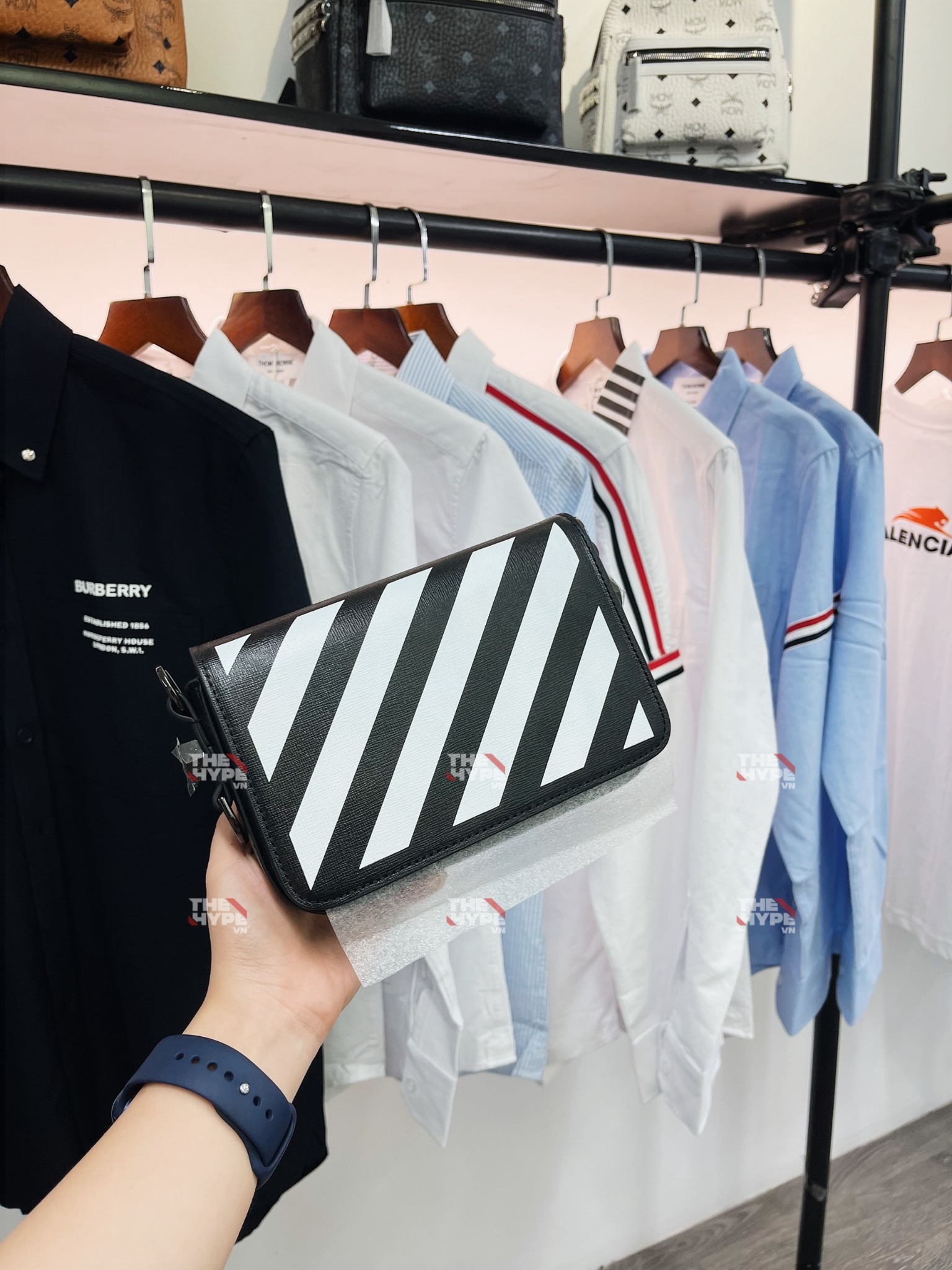 Túi Off-White Oblique Stripes size 1.0 (Đen) [Mirror Quality]