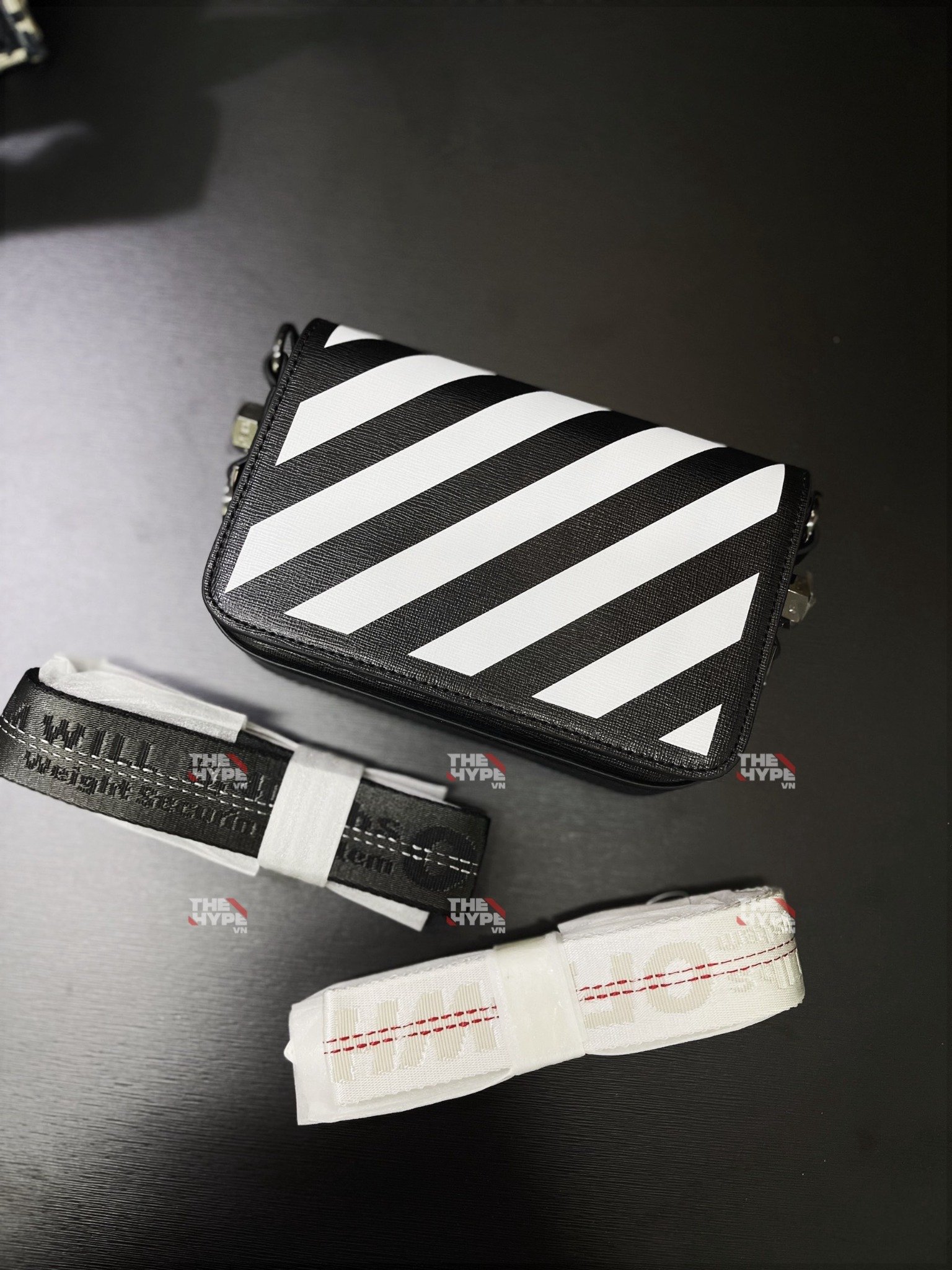 Túi Off-White Oblique Stripes size 1.0 (Đen) [Mirror Quality]