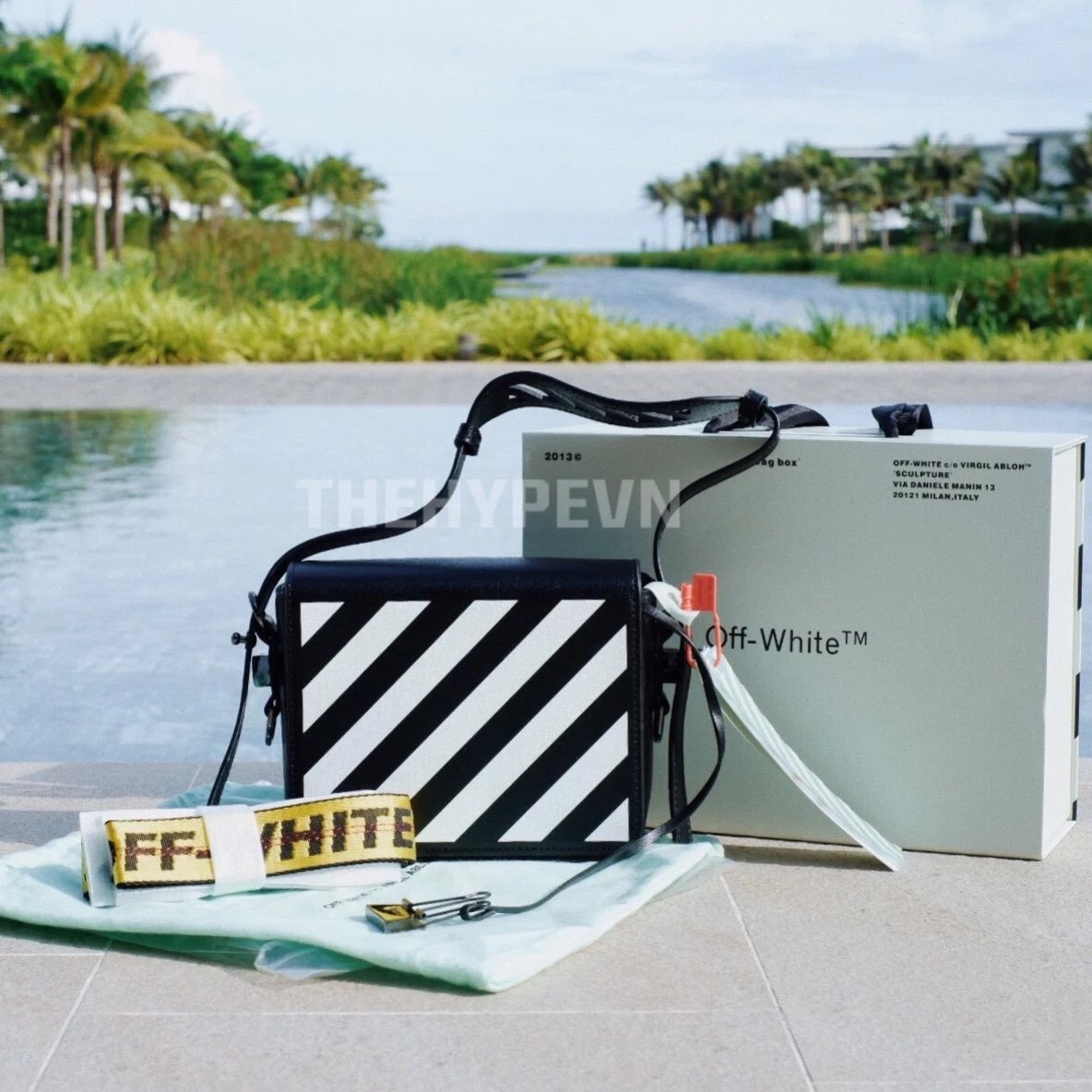 Túi Off-White Oblique Stripes size 1.4 (Black) [Mirror Quality]