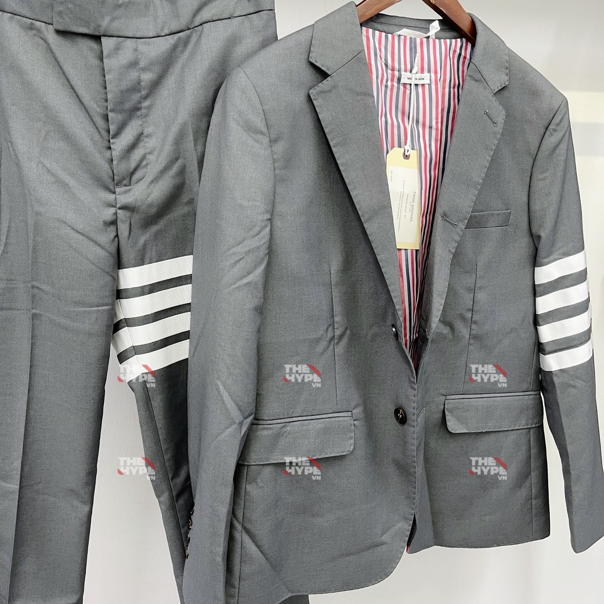 THOM BROWNE BLAZER - Áo BLAZER TB 4 Bar (Grey) [Mirror quality]
