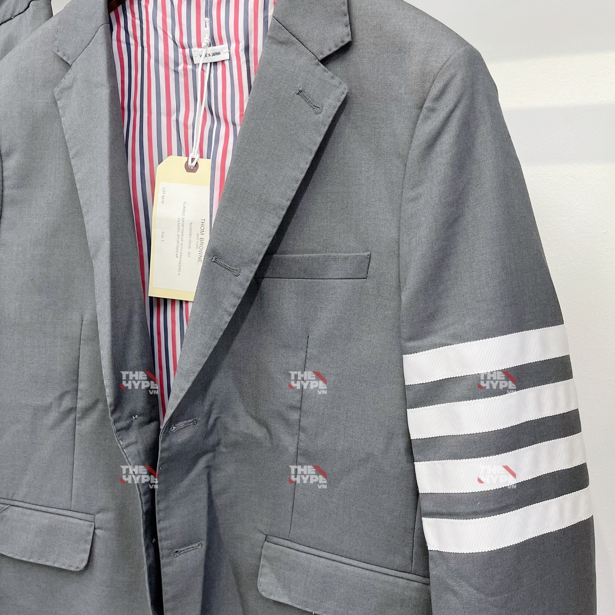 THOM BROWNE BLAZER - Áo BLAZER TB 4 Bar (Grey) [Mirror quality]