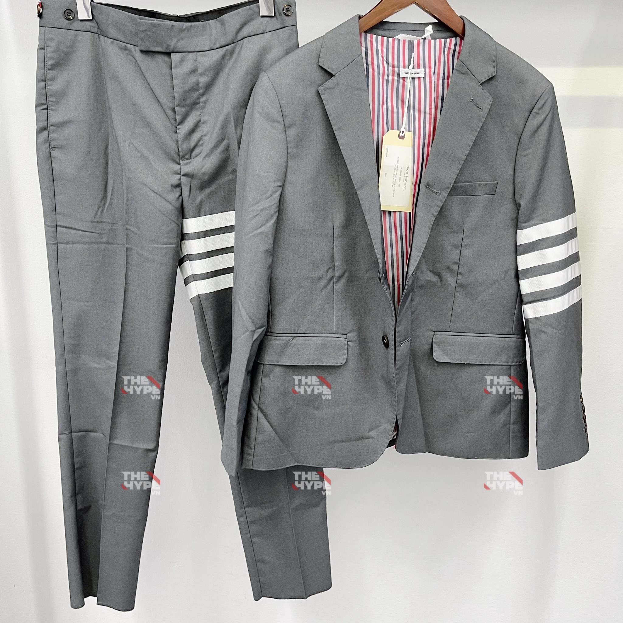 THOM BROWNE BLAZER - Áo BLAZER TB 4 Bar (Grey) [Mirror quality]