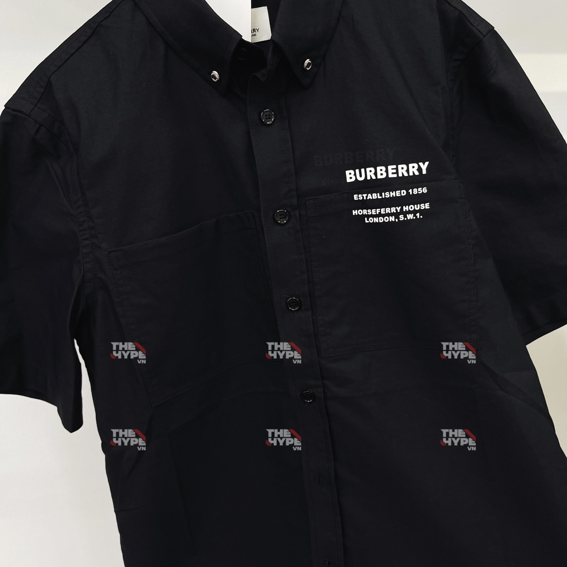 BURBERRY SHIRT - Áo Sơ mi tay ngắn BBR Horseferry (Black) [Mirror Quality]