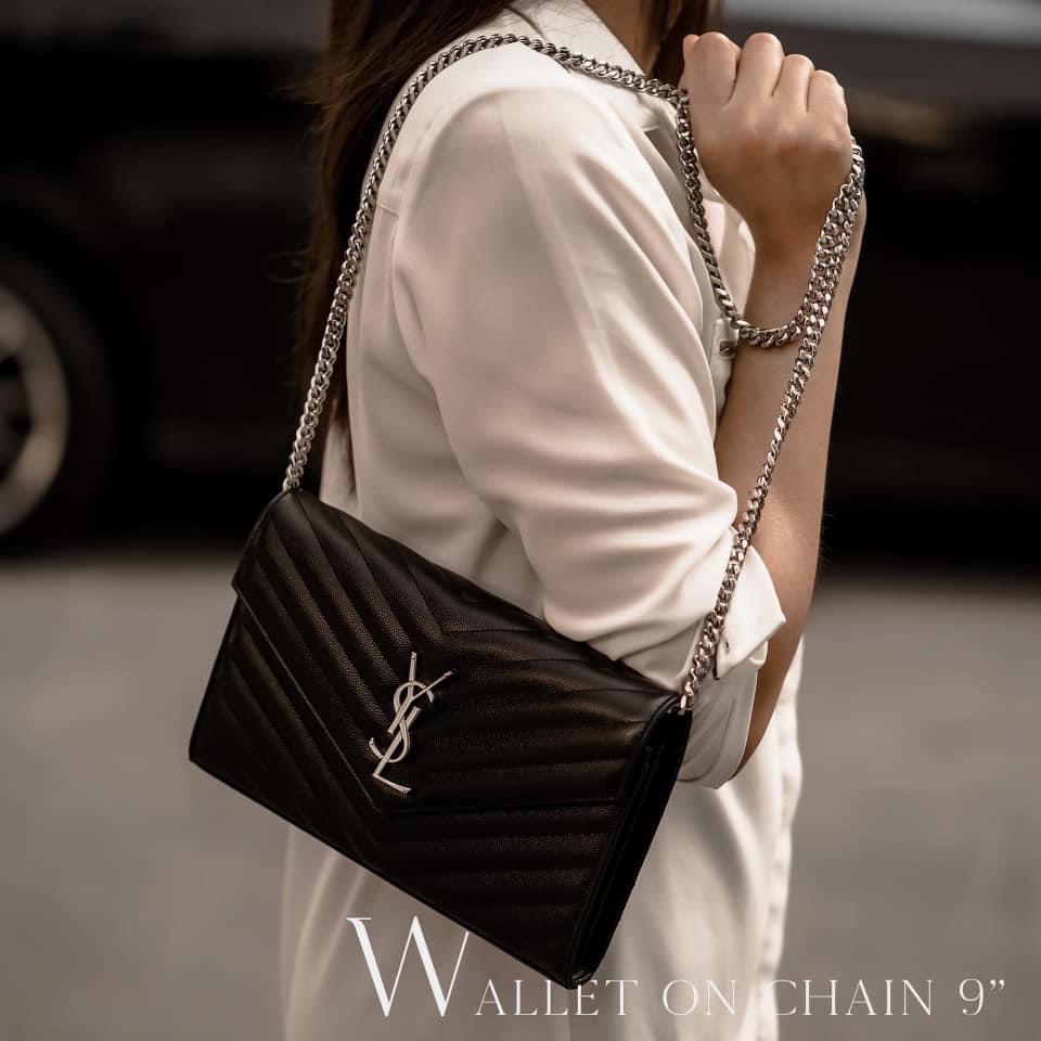 SAINT LAURENT CROSSBODY BAG - Túi YSL ENVELOPE CHAIN EMBOSSED ( Black) - [Mirror Quality]ví