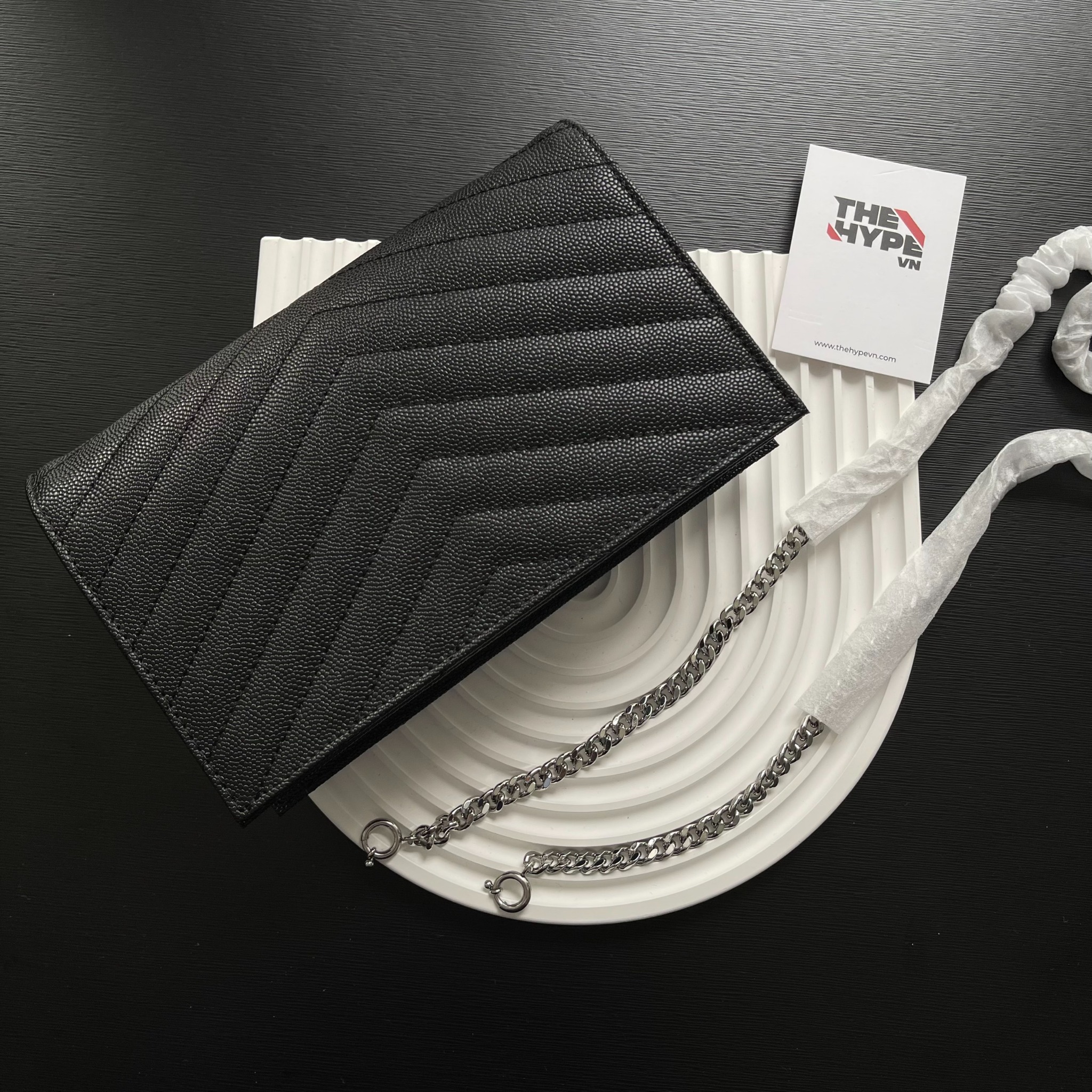 SAINT LAURENT CROSSBODY BAG - Túi YSL ENVELOPE CHAIN EMBOSSED ( Black) - [Mirror Quality]ví
