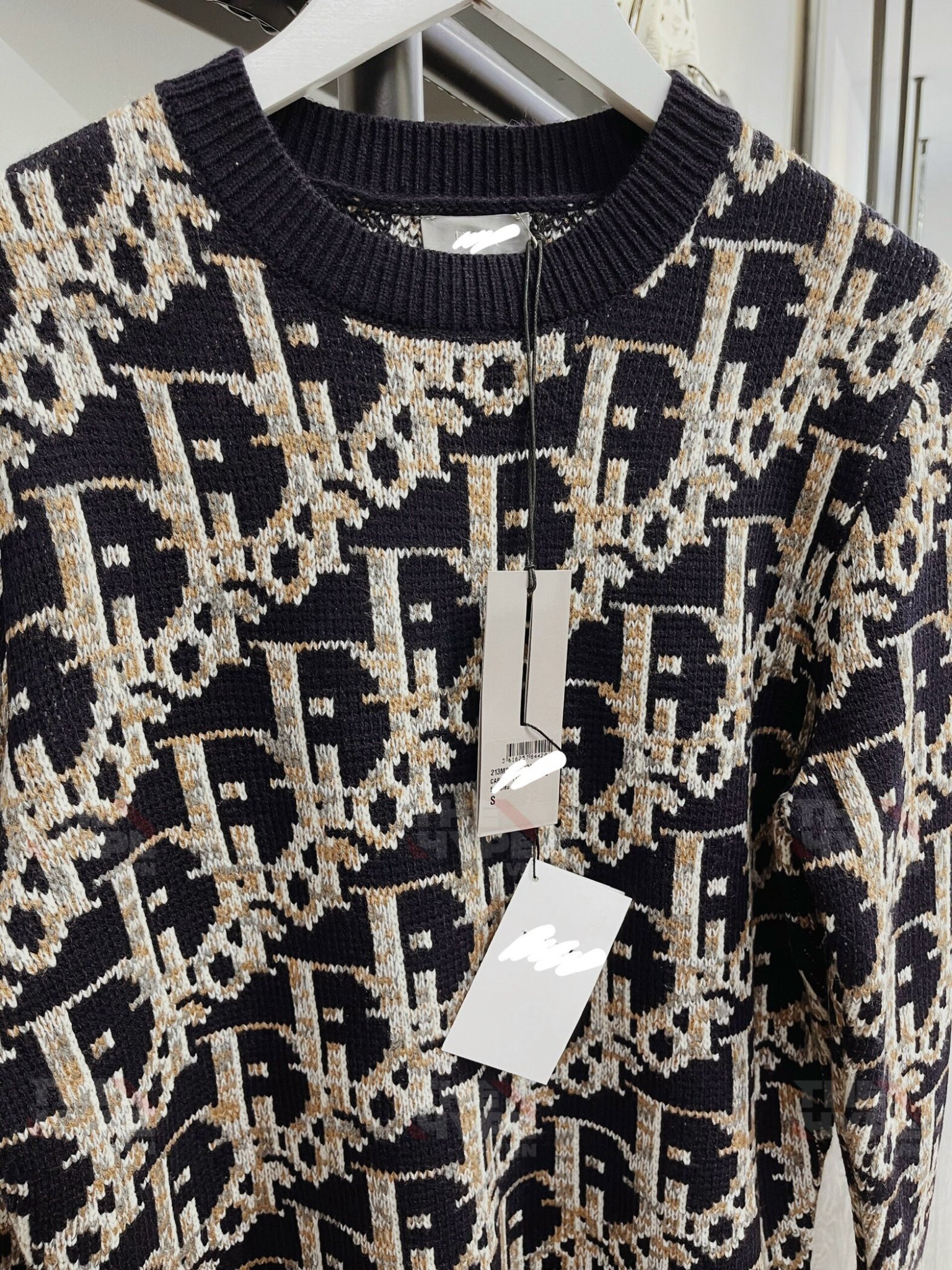 Áo Tay Dài Dior OBLIQUE Wool Jacquard (Navy) [Mirror Quality]