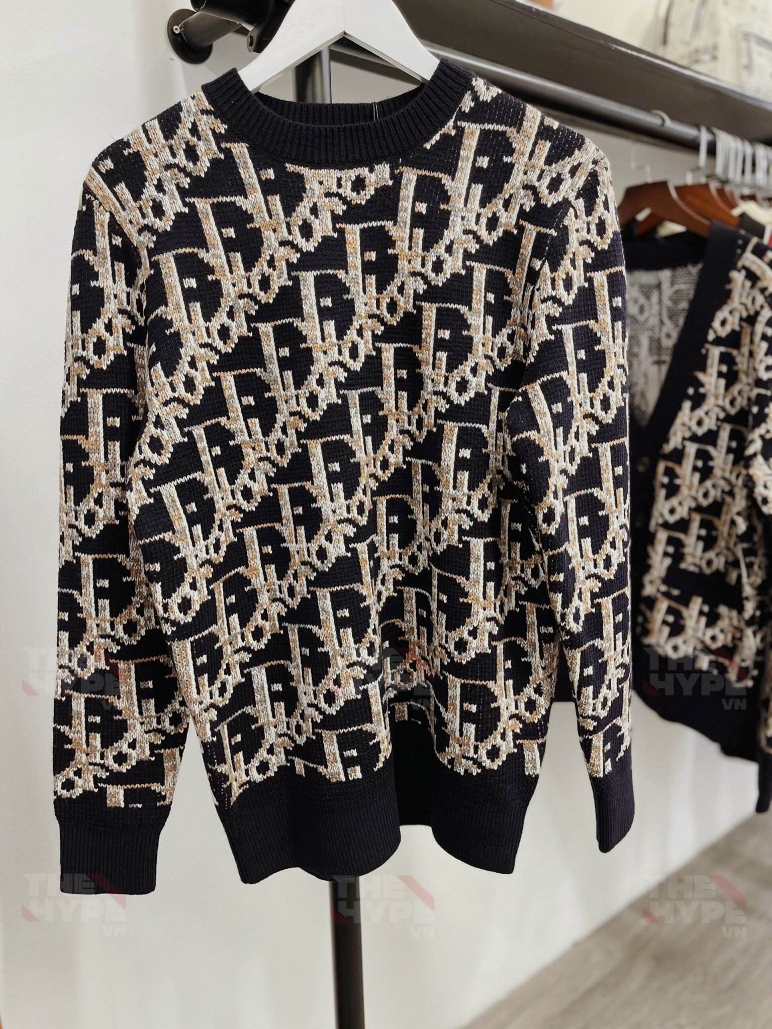 Áo Tay Dài Dior OBLIQUE Wool Jacquard (Navy) [Mirror Quality]