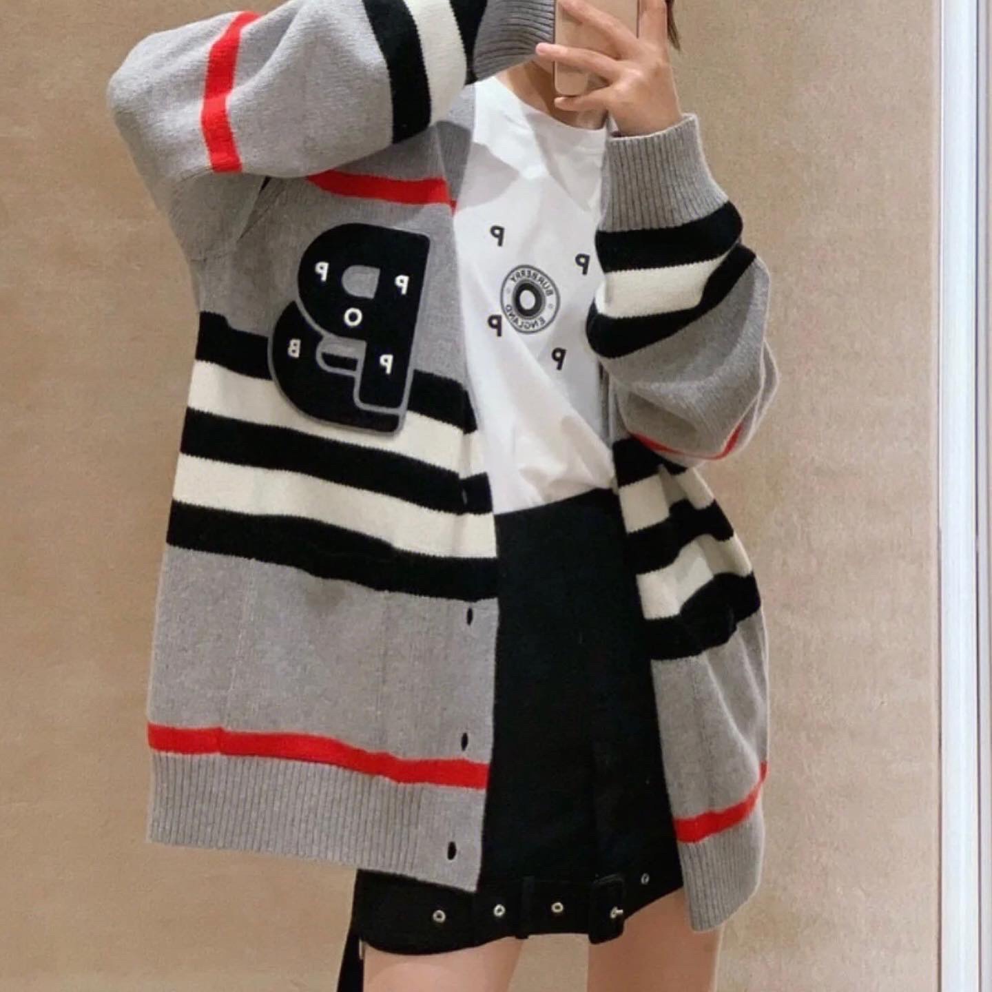 BURBERRY CARDIGAN - Áo Khoác BBR Icon Stripe Intarsia Wool (Brown) [Mirror Quality]