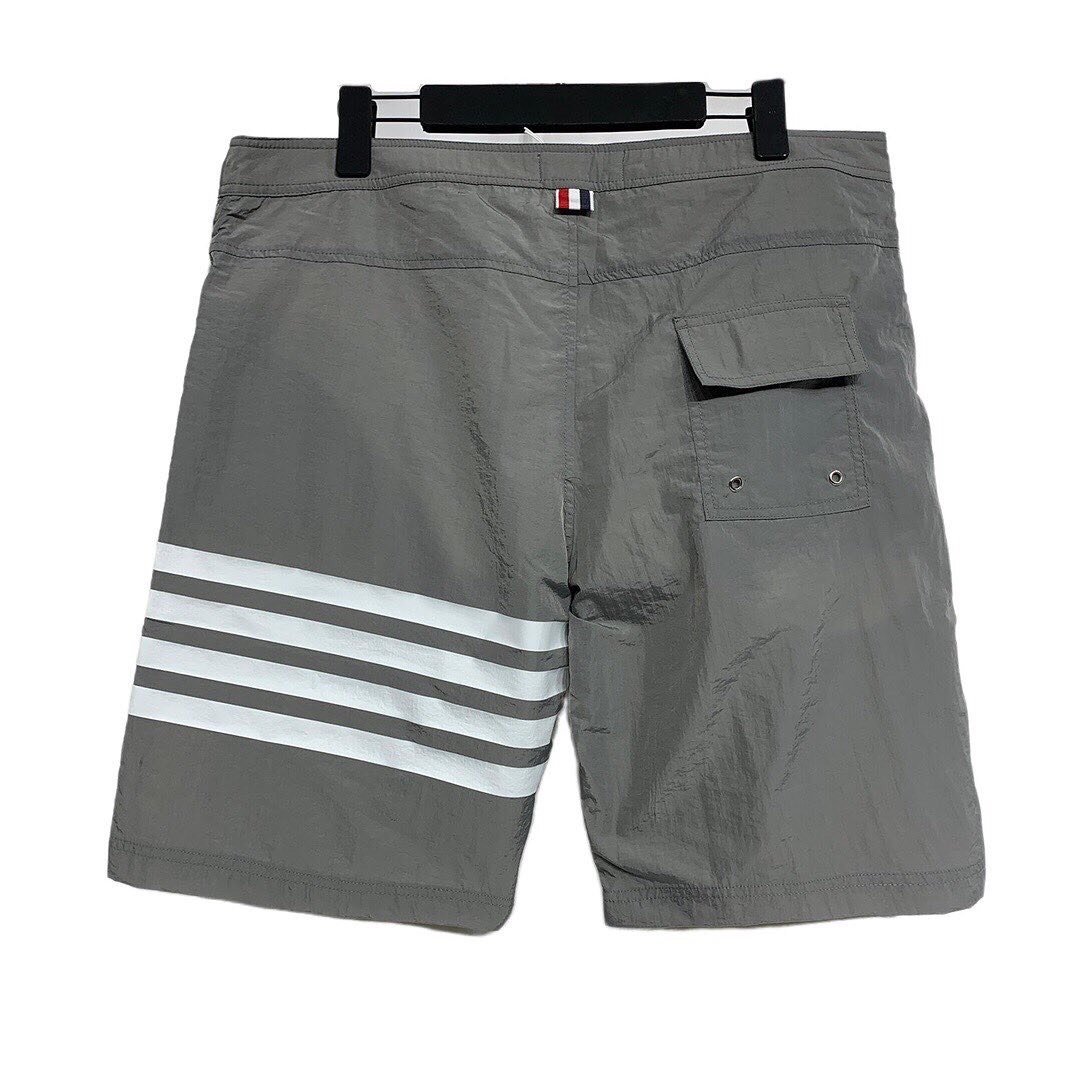THOM BROWNE SHORTS - Quần Shorts TB Nylon 4 sọc (Grey) [Mirror quality]