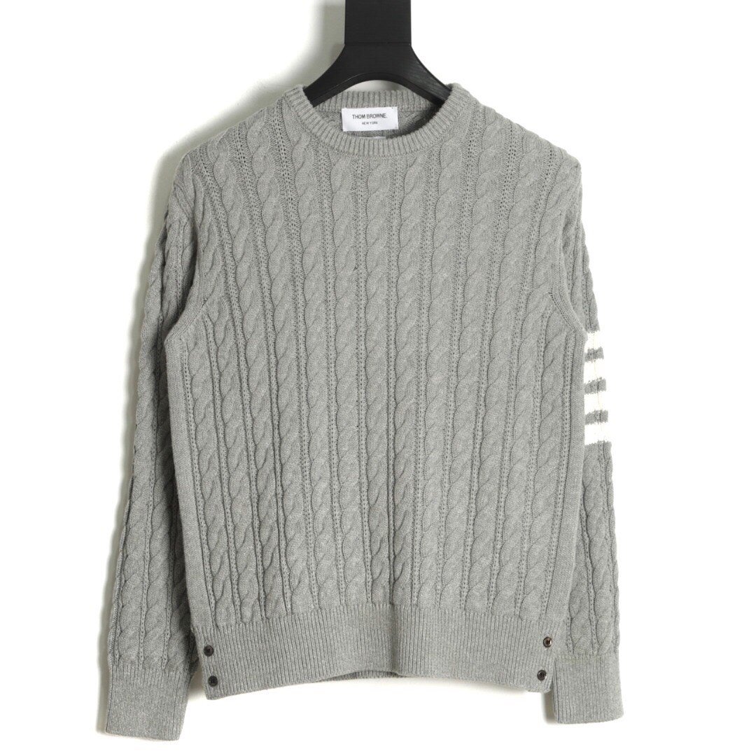 THOM BROWNE SWEATER - Áo TB 4-bar Cable Knit (Xám) [Mirror quality]