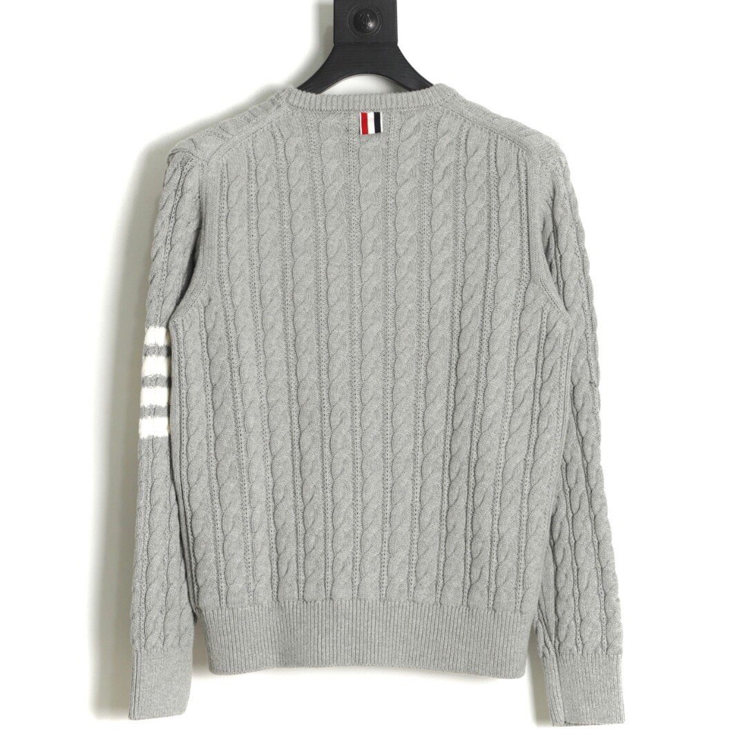 THOM BROWNE SWEATER - Áo TB 4-bar Cable Knit (Xám) [Mirror quality]