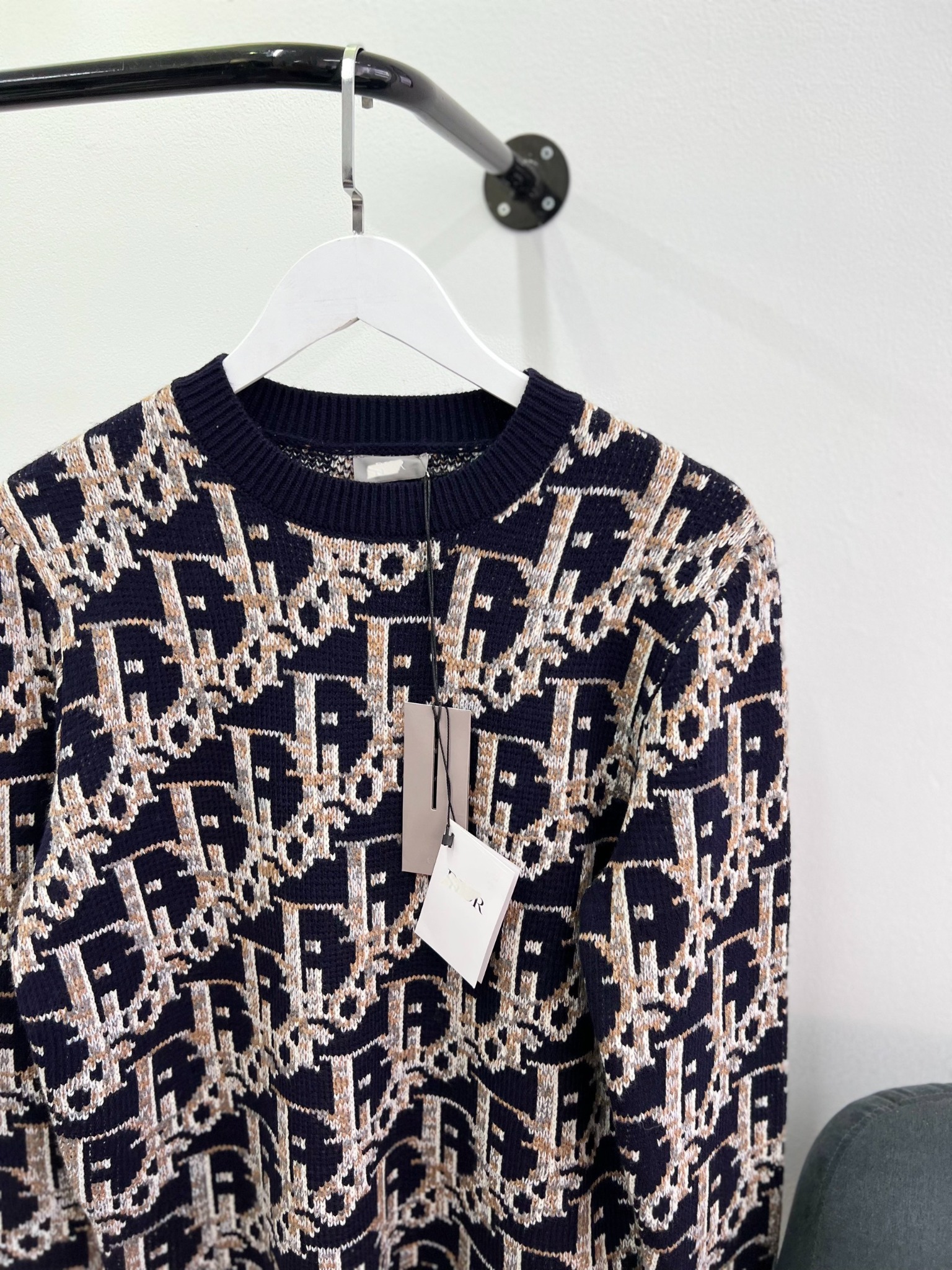 Áo Tay Dài Dior OBLIQUE Wool Jacquard (Navy) [Mirror Quality]