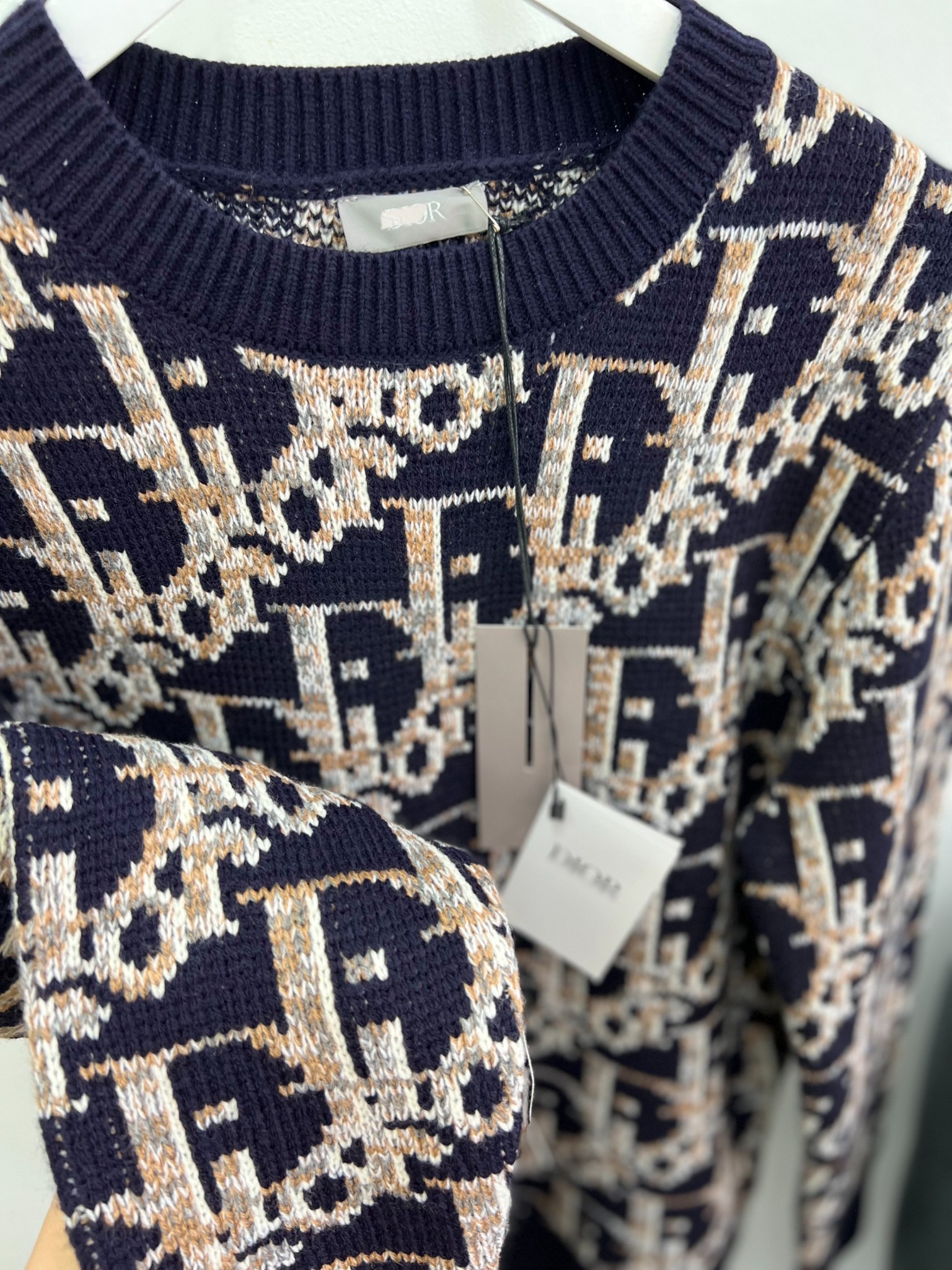 Áo Tay Dài Dior OBLIQUE Wool Jacquard (Navy) [Mirror Quality]