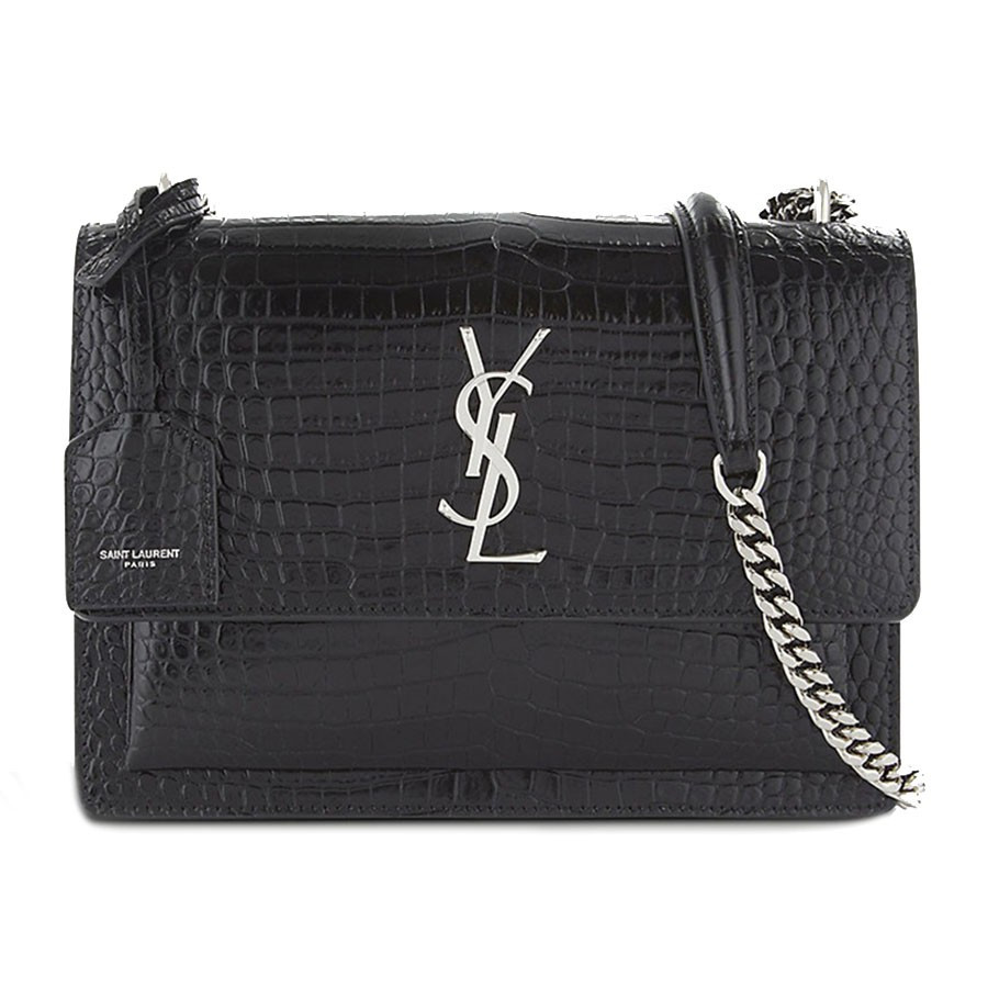 Túi YSL SUNSET MEDIUM IN CROCODILE EMBOSSED (Black) [Mirror Quality]