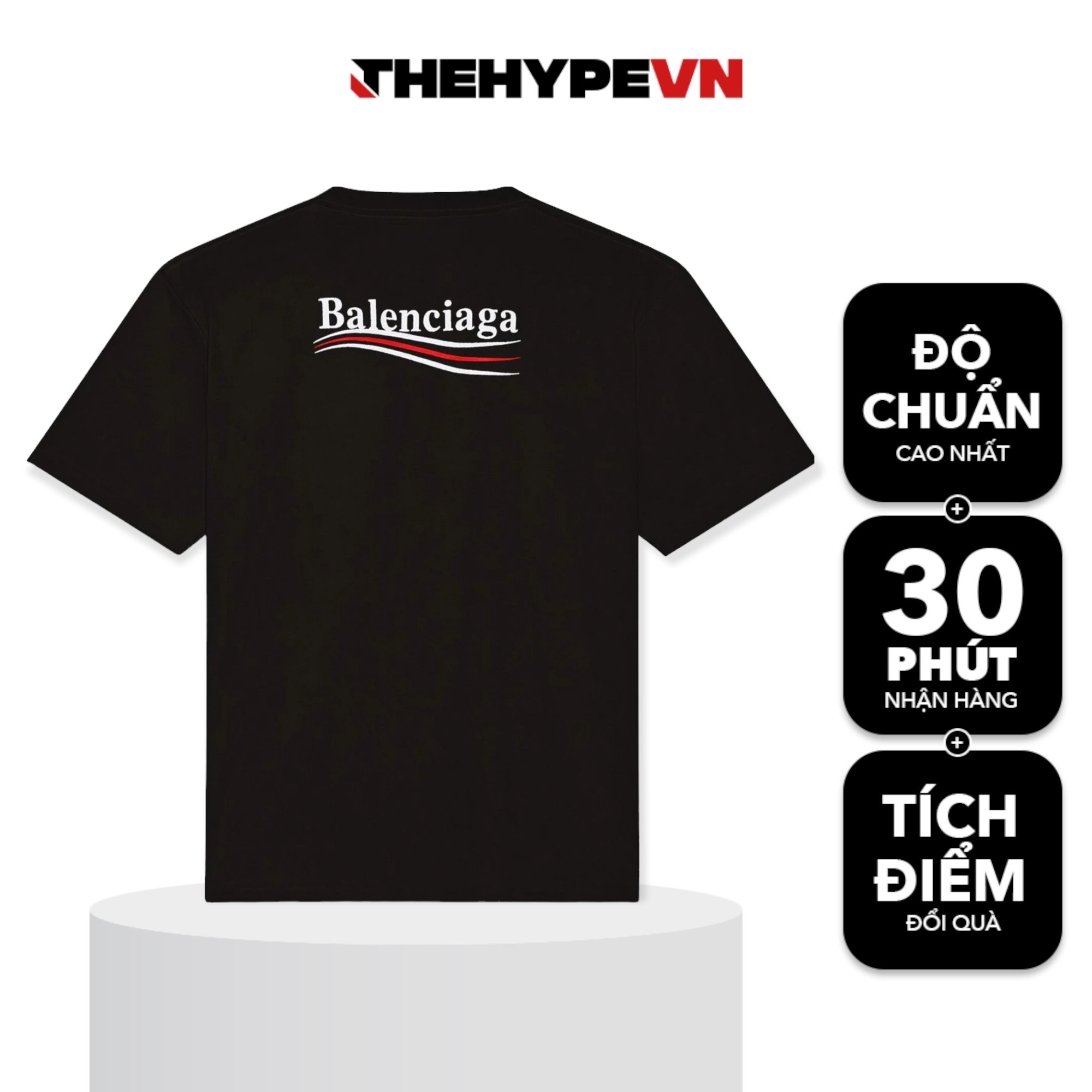 BALENCIAGA TEE - Áo Blcg Wave Embroidered (Black) [Mirror Quality]