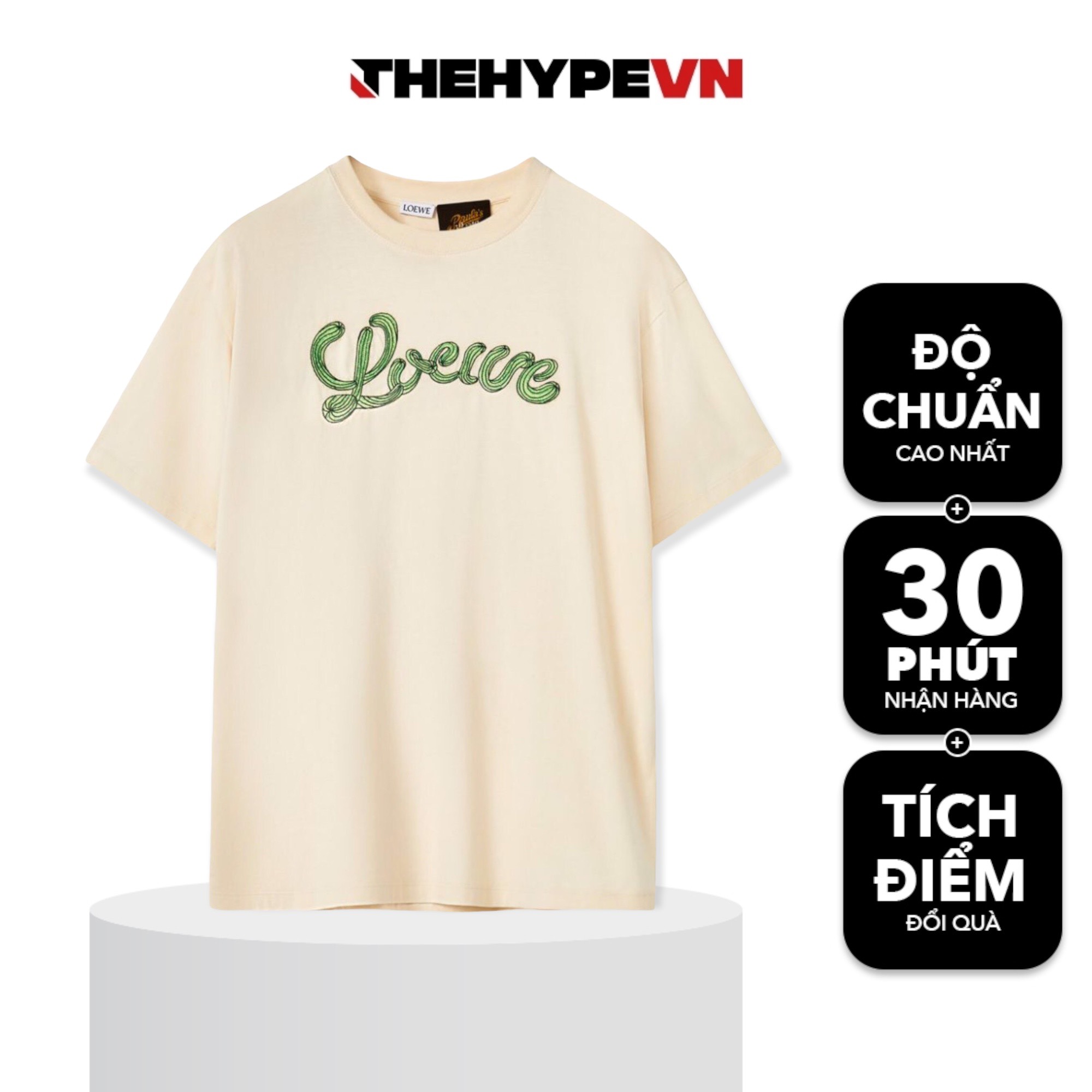 LOEWE TEE - Áo Thun Loewe cactus (Cream) [MIRROR QUALITY]