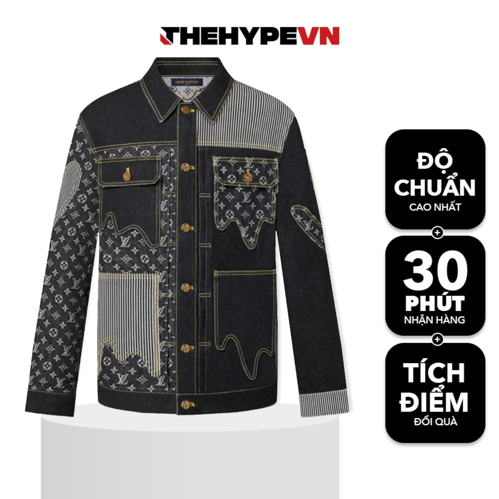 LOUIS VUITTON JACKET - Áo khoác LV Nigo Crazy Denim Monogram (Black) [Mirror Quality]